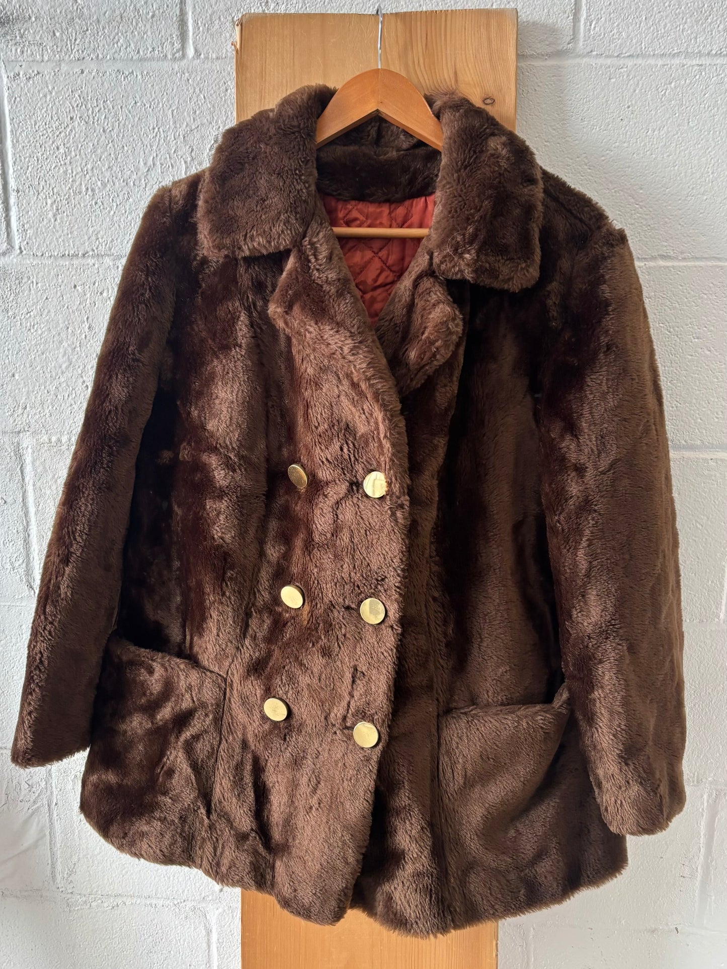 Vtg Faux Fur Coat : ~M