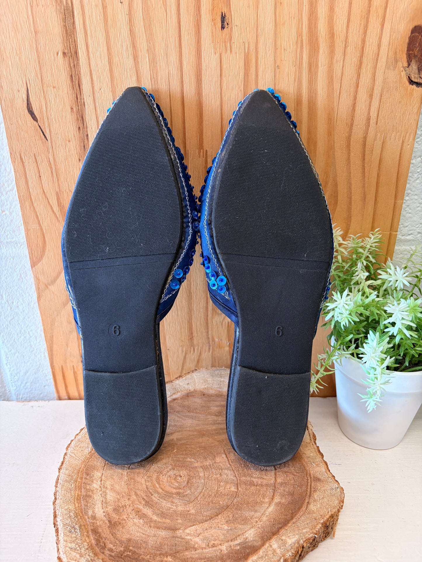 Calique Blue Sequins Mules : Size 6