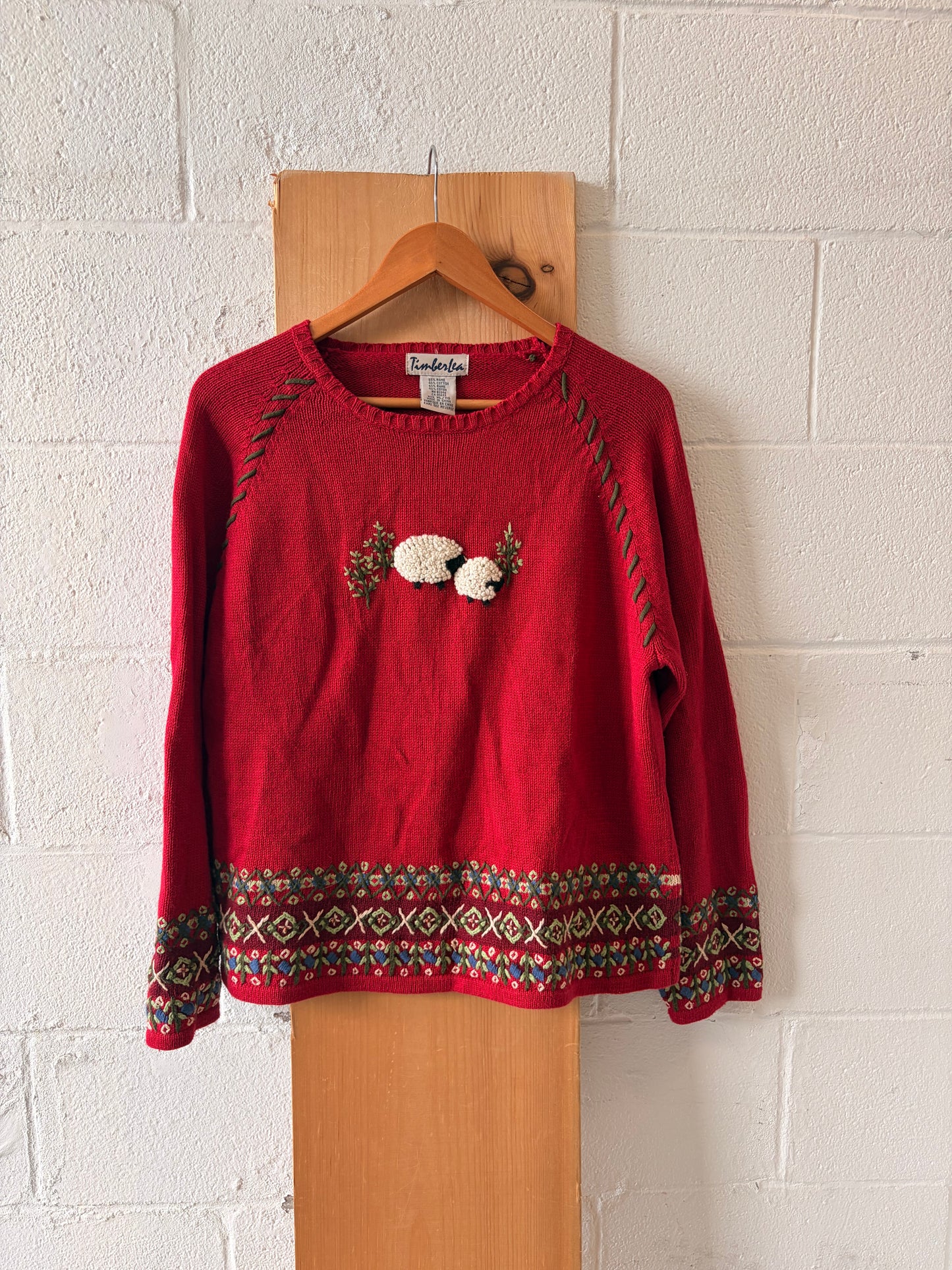 Embroidered Sheep Sweater : XL