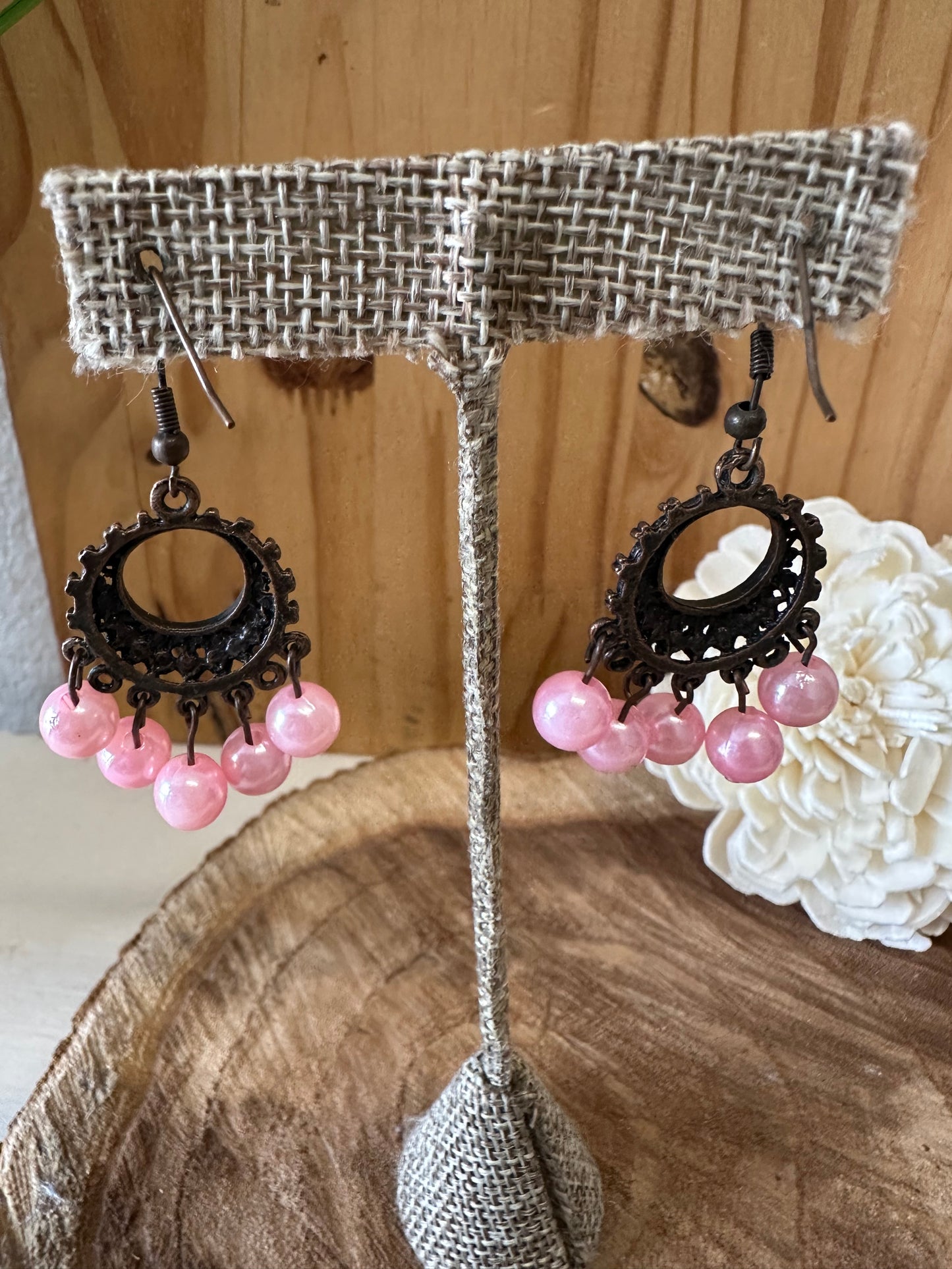 Pink Beaded Earrings