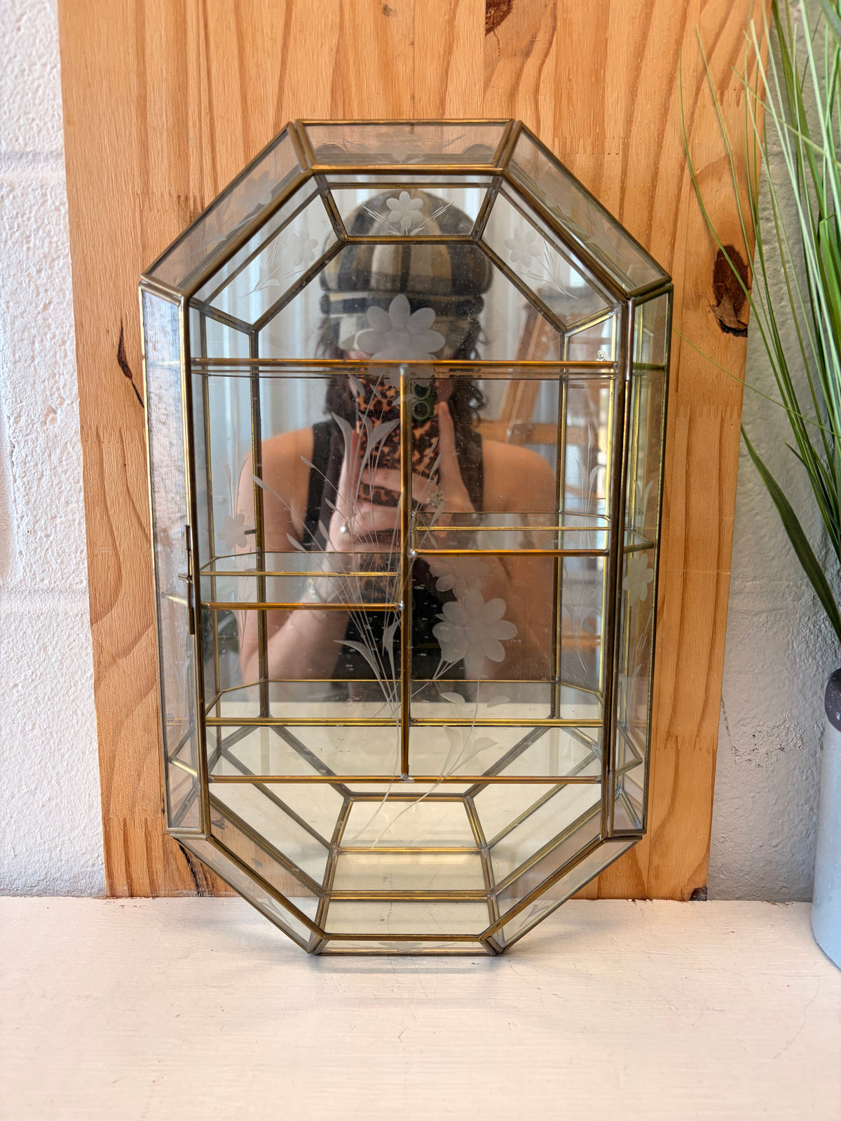 Floral Etched Glass Trinket Case (Local Pick Up Only)