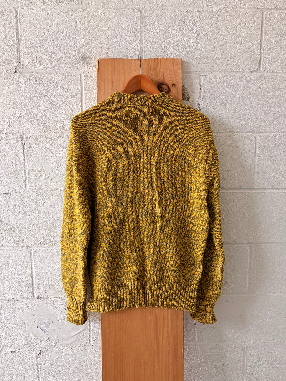 Vtg Knit Yellow Wool Blend Sweater : S