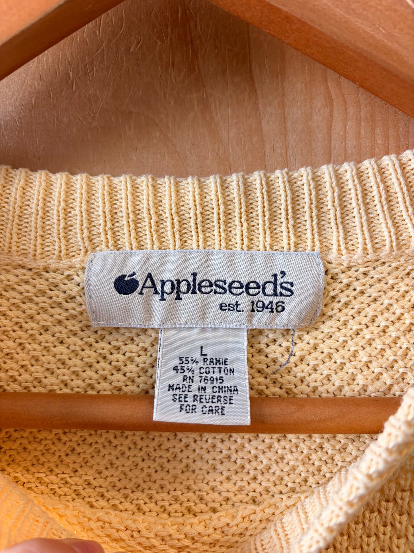 Vtg Butter Yellow Sweater : L