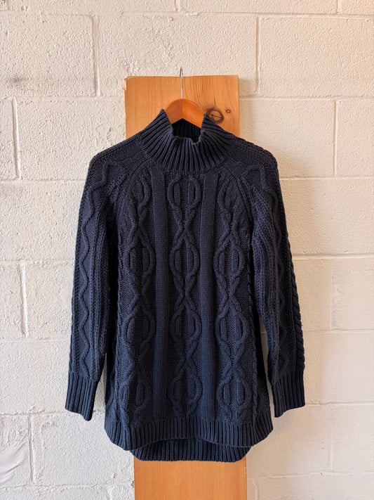L.L. Bean Navy Cable Knit Sweater : M