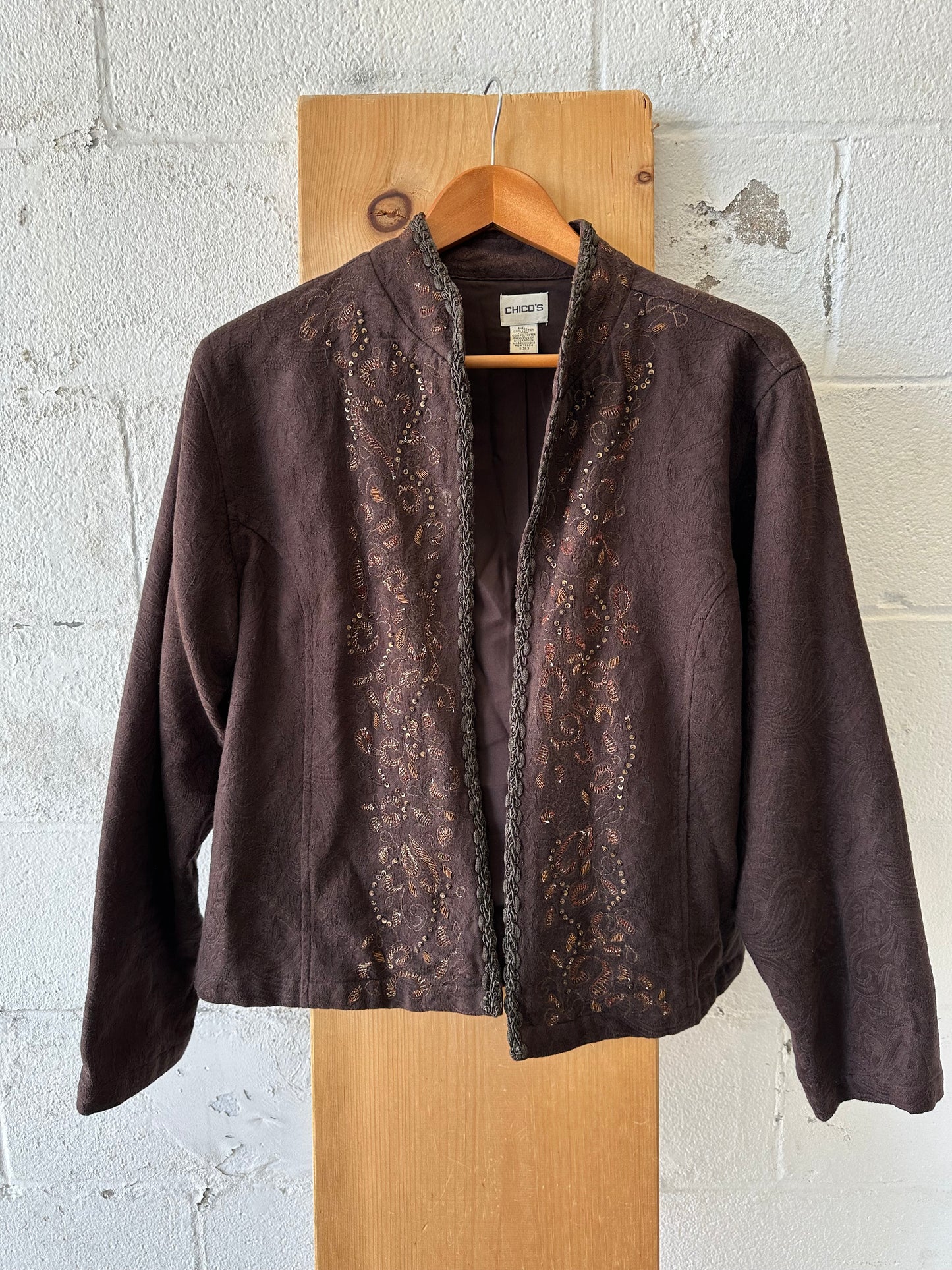 Embroidered Brown Jacket : XL