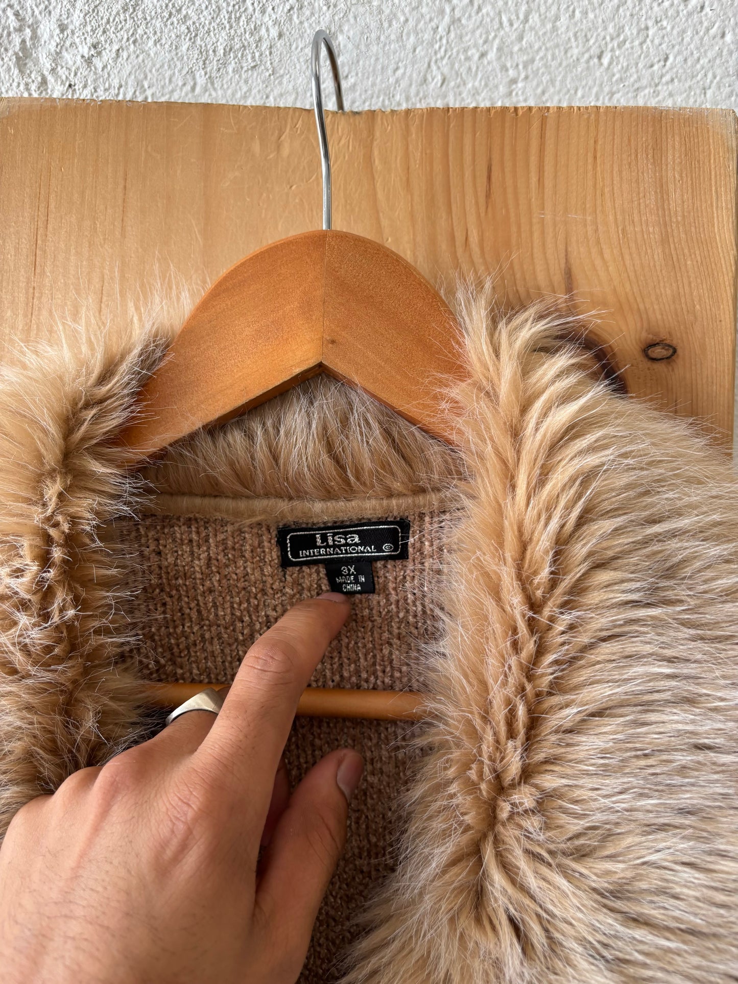 Faux Suede Fuzzy Jacket : 3X