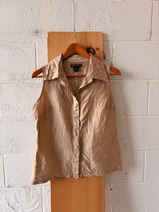 Silk Crinkle Button Down : 12