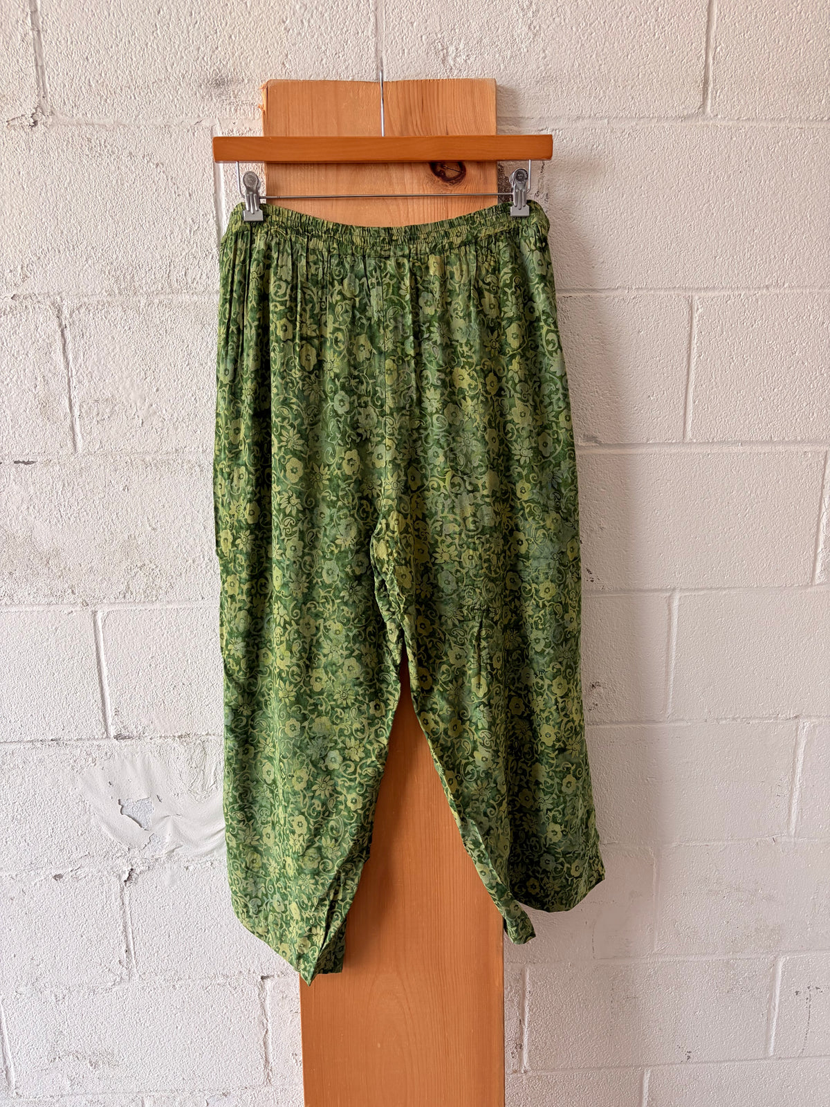 Boho Floral Green Pants : L