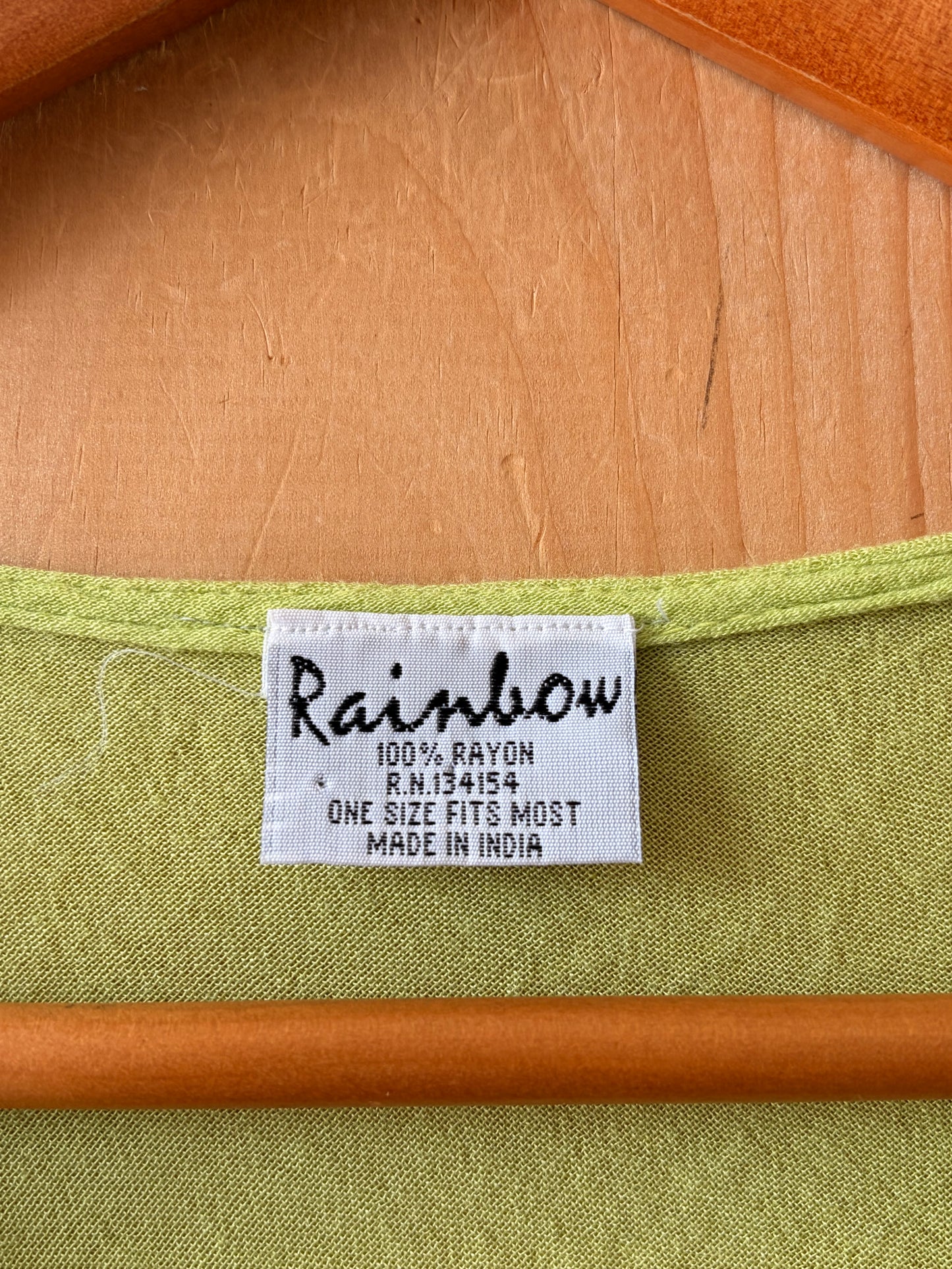 Embroidered Green & Orange Flowy Top : OS
