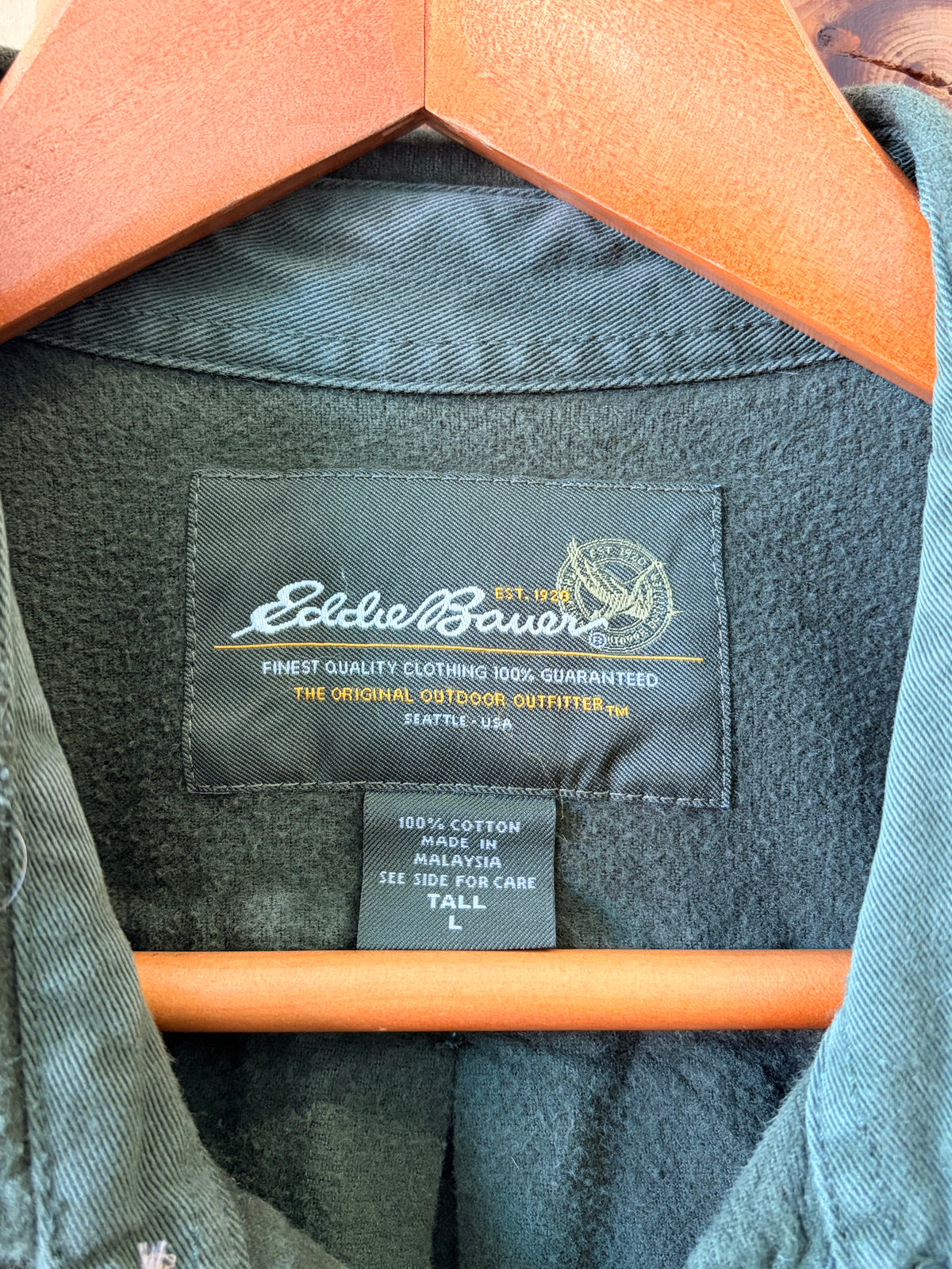 Olive Green Eddie Bauer Flannel : Tall L