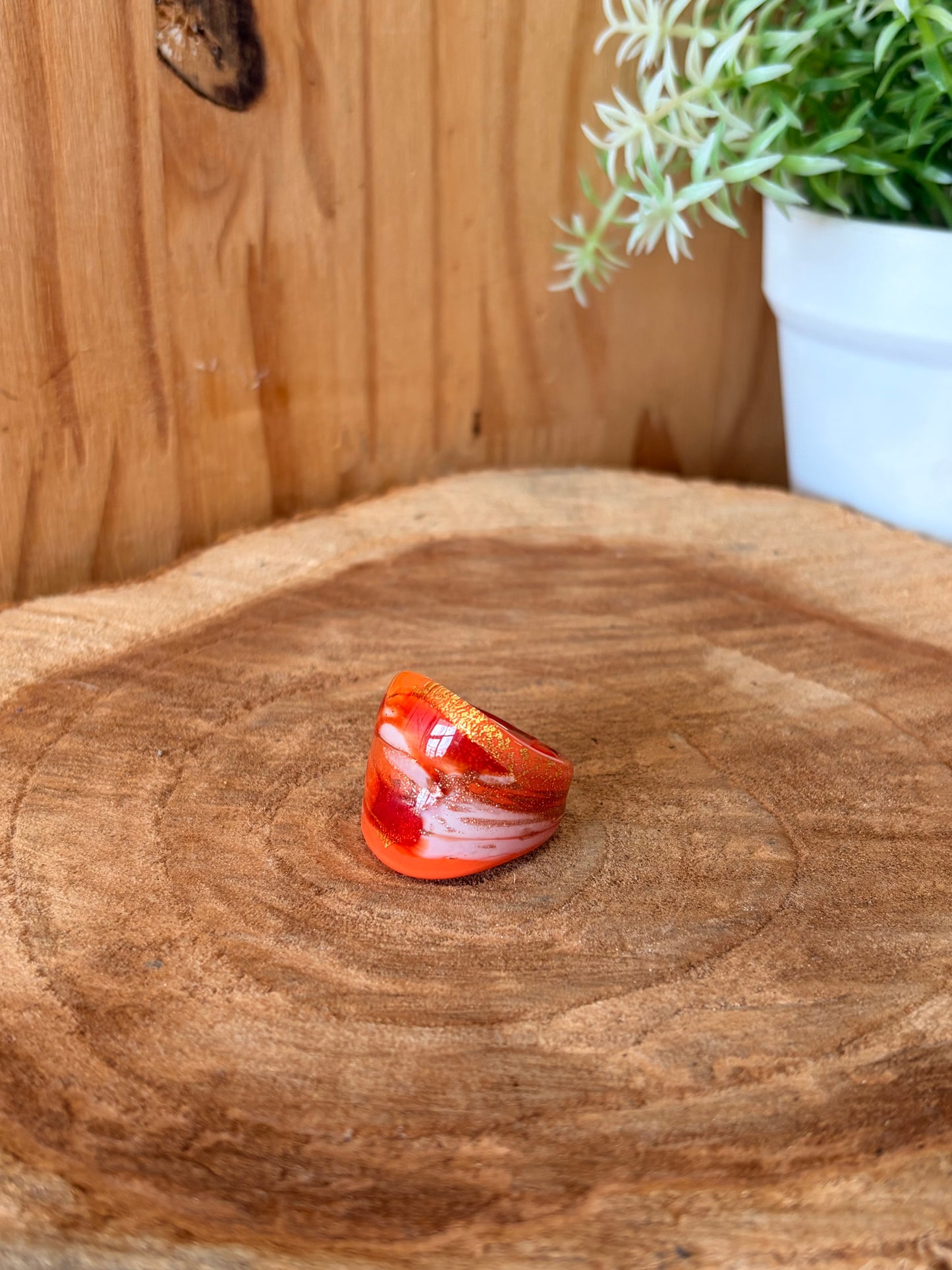 Golden Glass Sunset Ring : Size 7.5