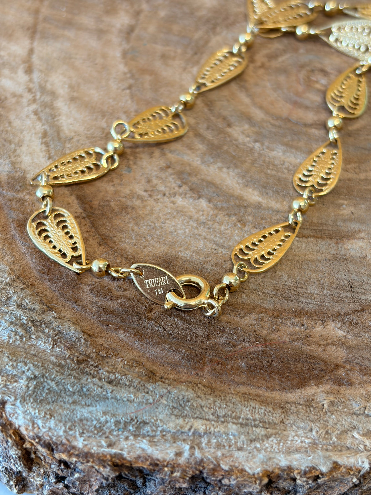 Trifari Gold Tone Filagree Necklace
