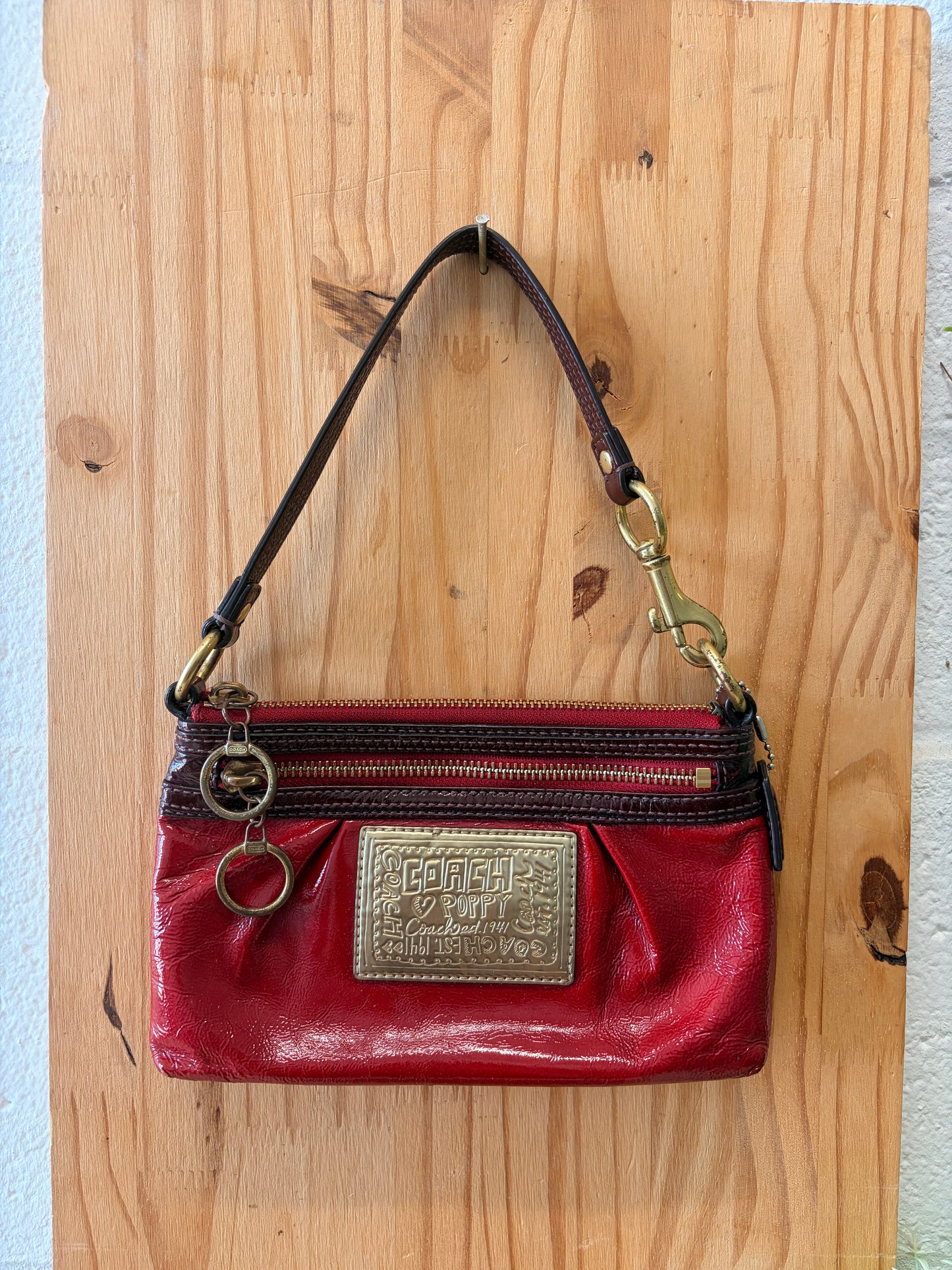 Red Coach Poppy Wristlet