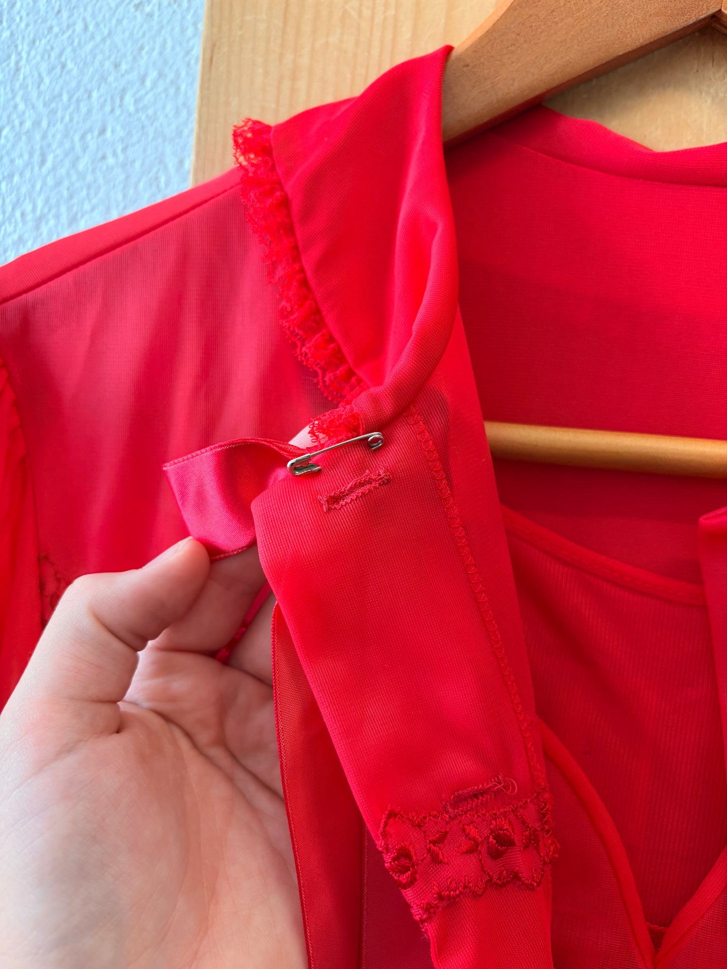 Vtg Lorraine Red Peignoir Robe : M