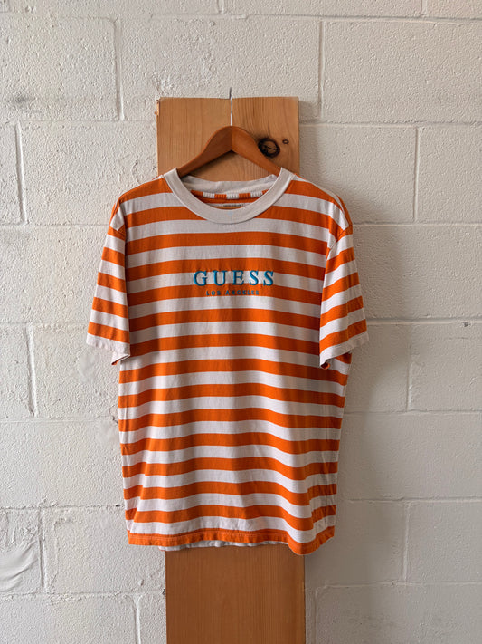 Orange Striped Guess Tee : M