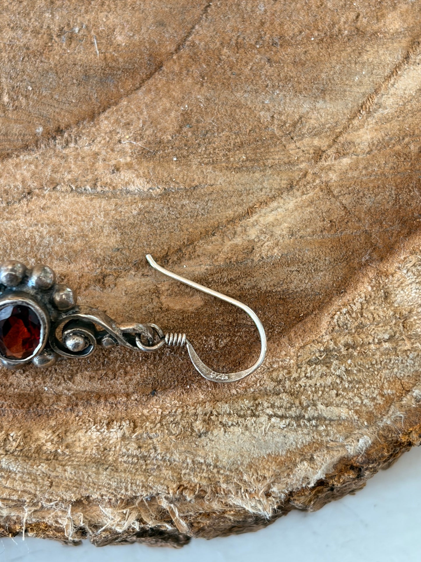 Vtg Sterling Red Drop Earrings