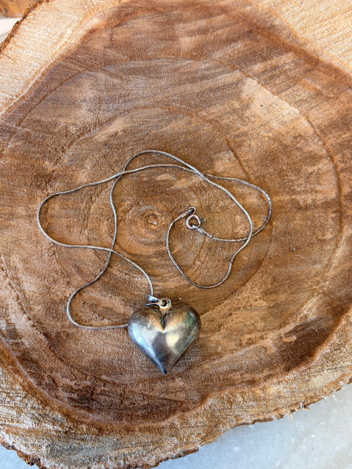 925 Sterling Puffy Heart Necklace