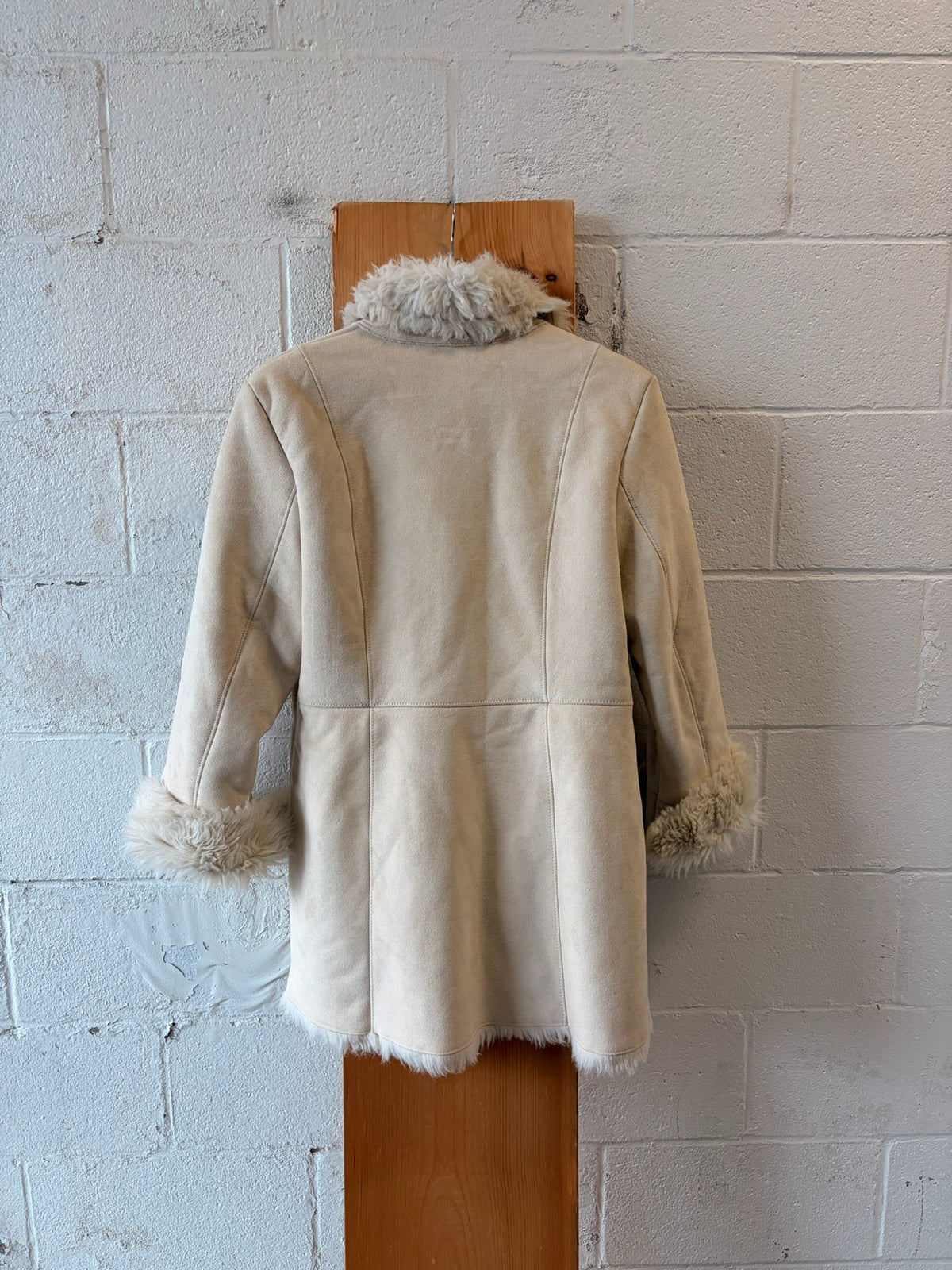 Cream Faux Fur Penny Lane Coat : M