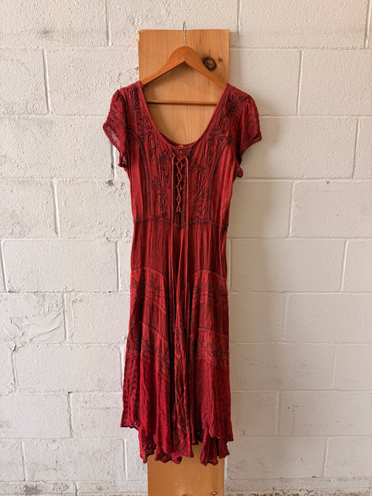 Embroidered Red Fairy Dress : S/M