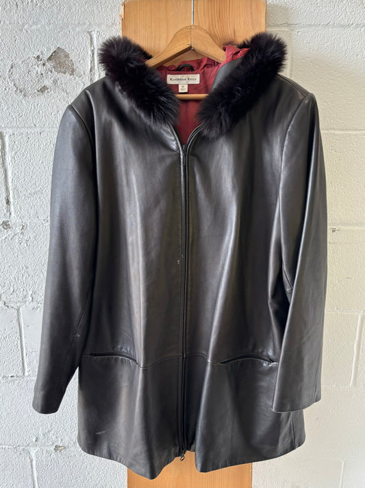 Vtg Lamb Skin Leather Jacket : XL