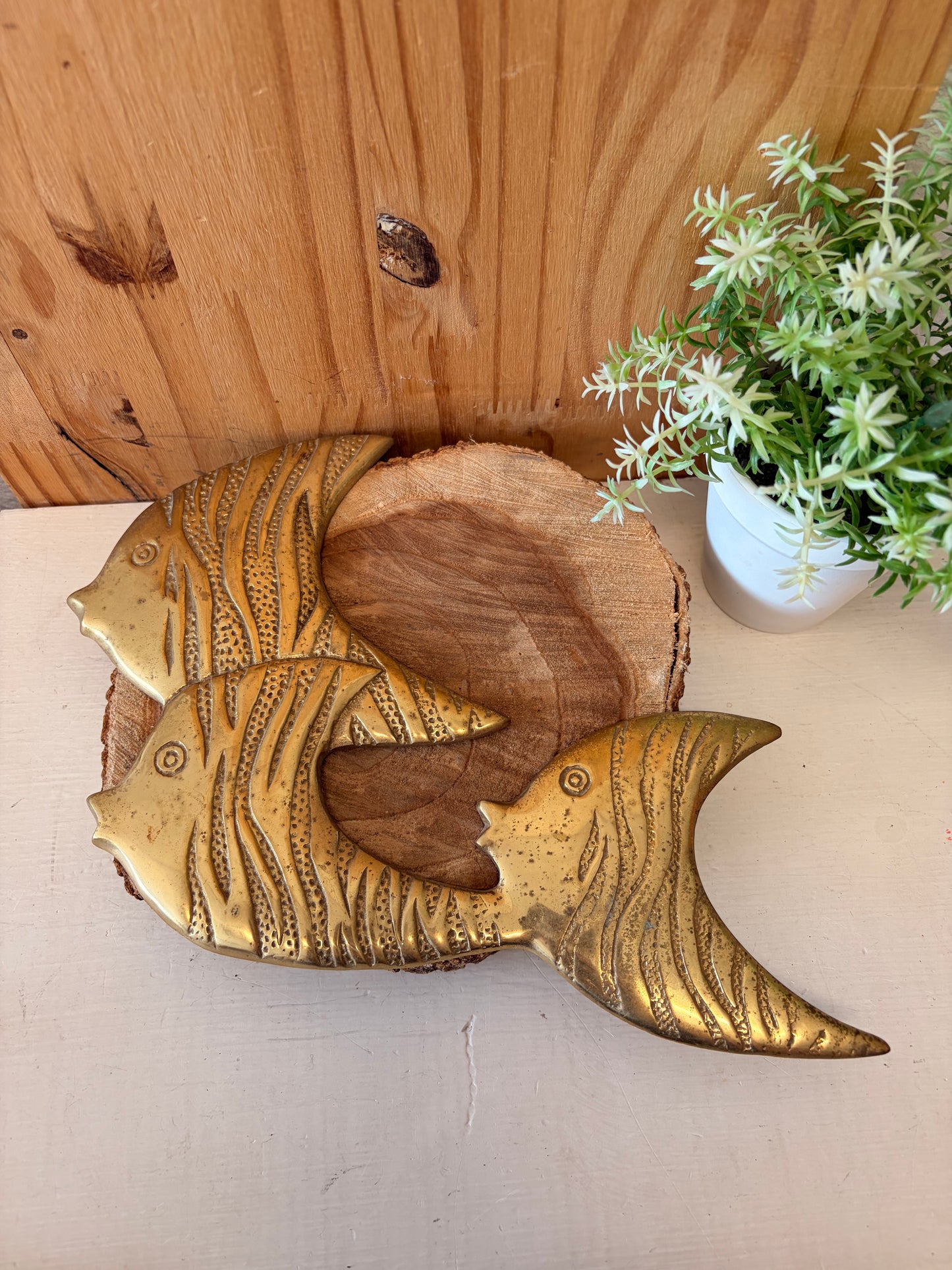 Set of 3 Gold Tone Metal Fish Wall Hangs (Local Pick Up Only - As Is)