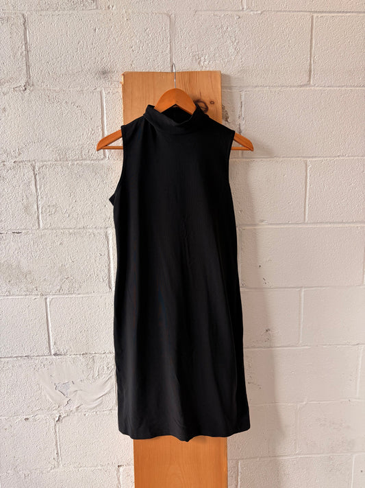Classic Black Mock Neck Dress : S