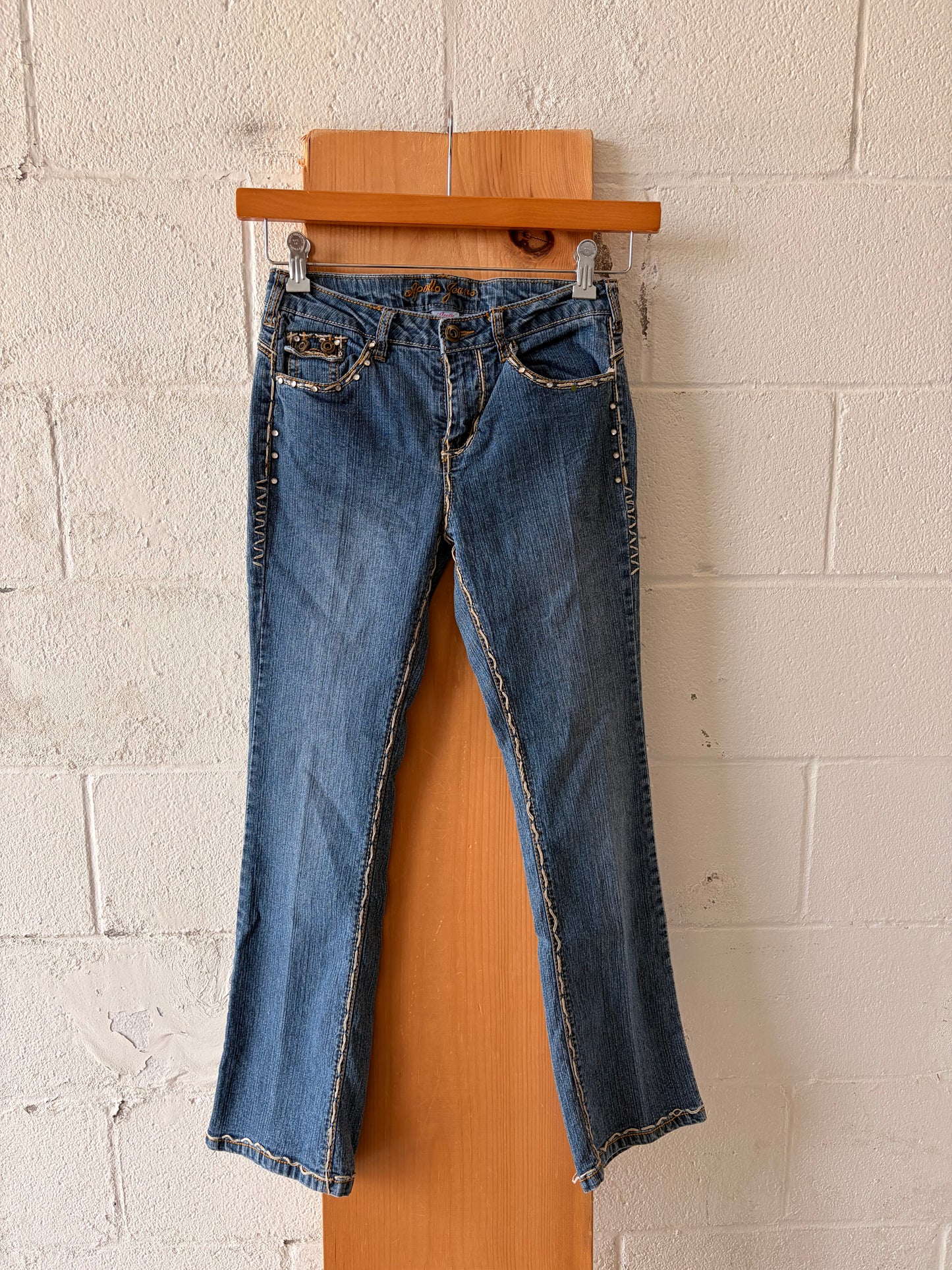 Studded Stitch Detailed Jeans : 28”W