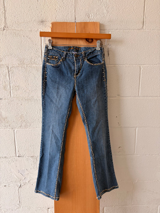 Studded Stitch Detailed Jeans : 28”W