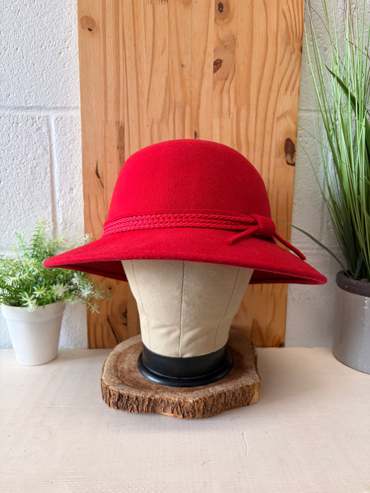 Red Wool Cloche Hat (Local Pick Up Only)