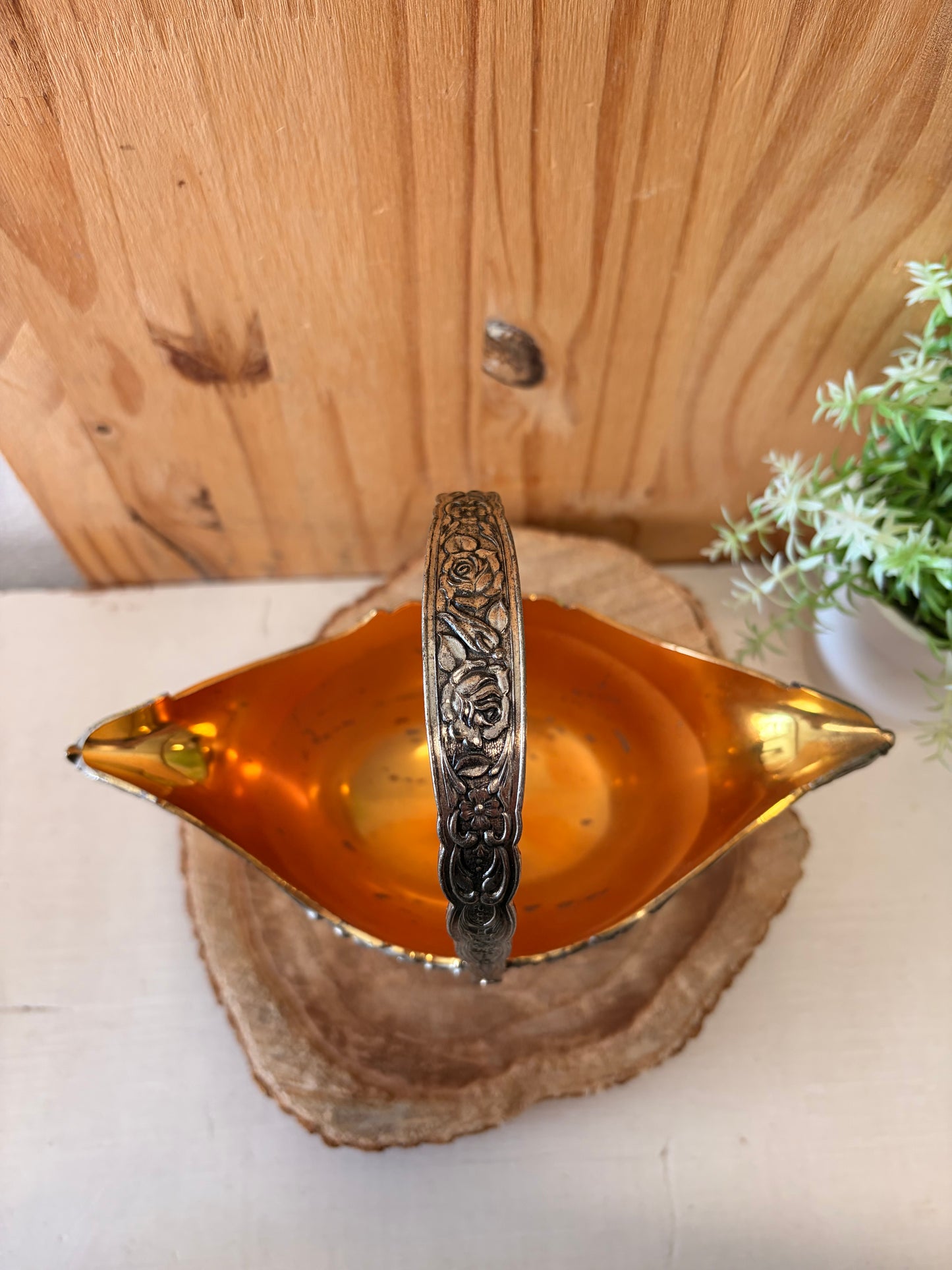 Two Tone Ornate Metal Basket (Local Pick Up Only)