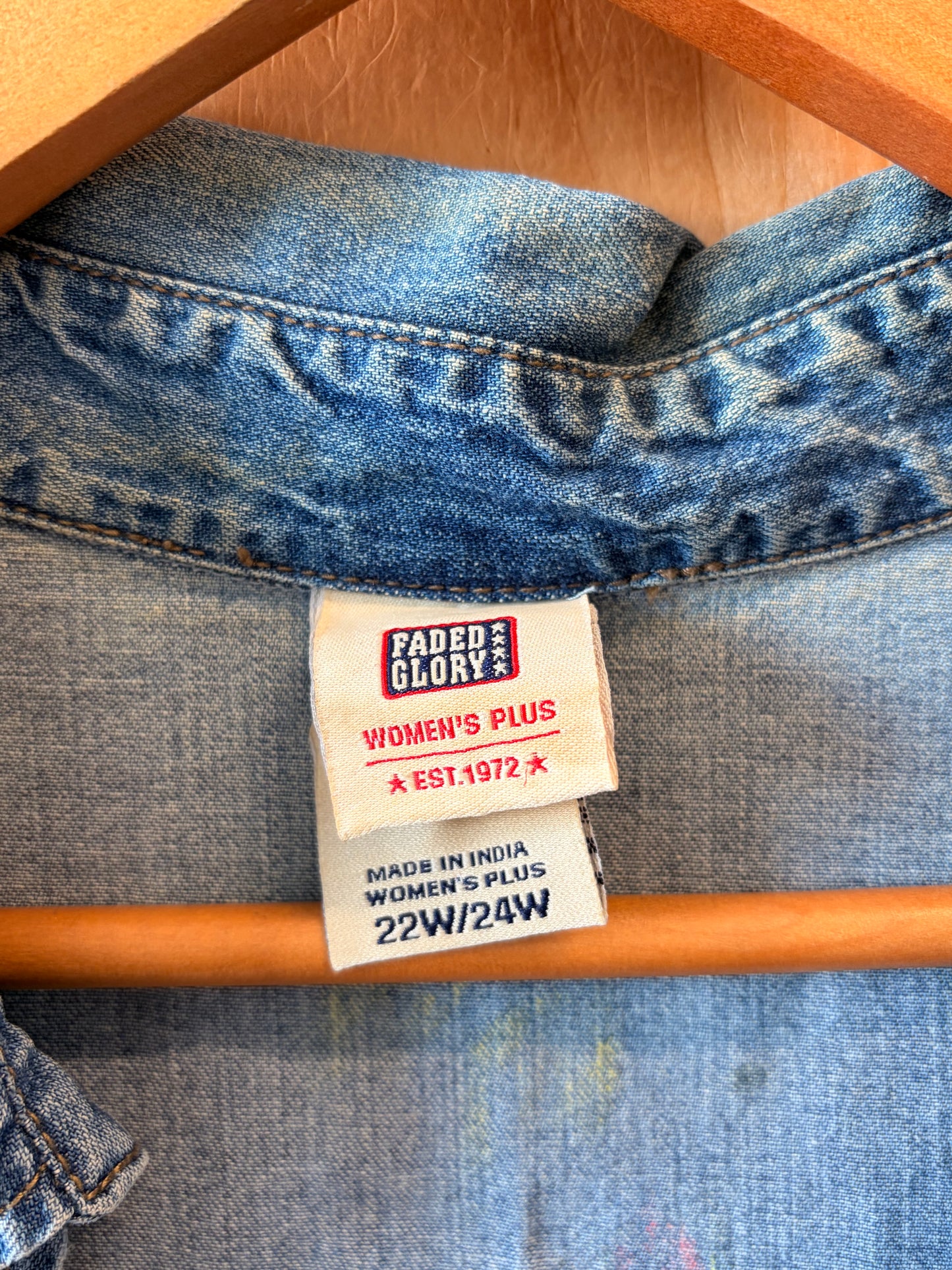 Reworked Hand Painted Denim Vest : 22W/24W