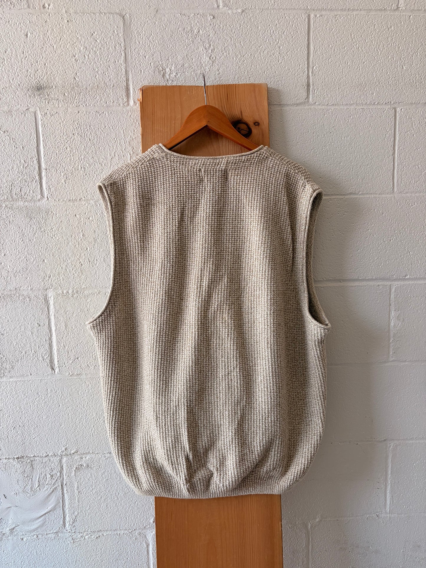 Vtg Eddie Bauer Oatmeal Sweater Vest : L