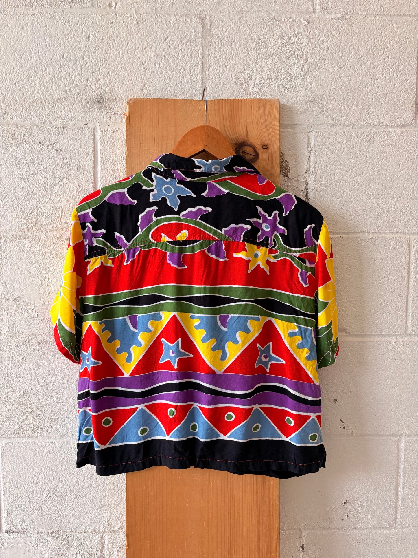 Vtg Funky Abstract Button Up : L