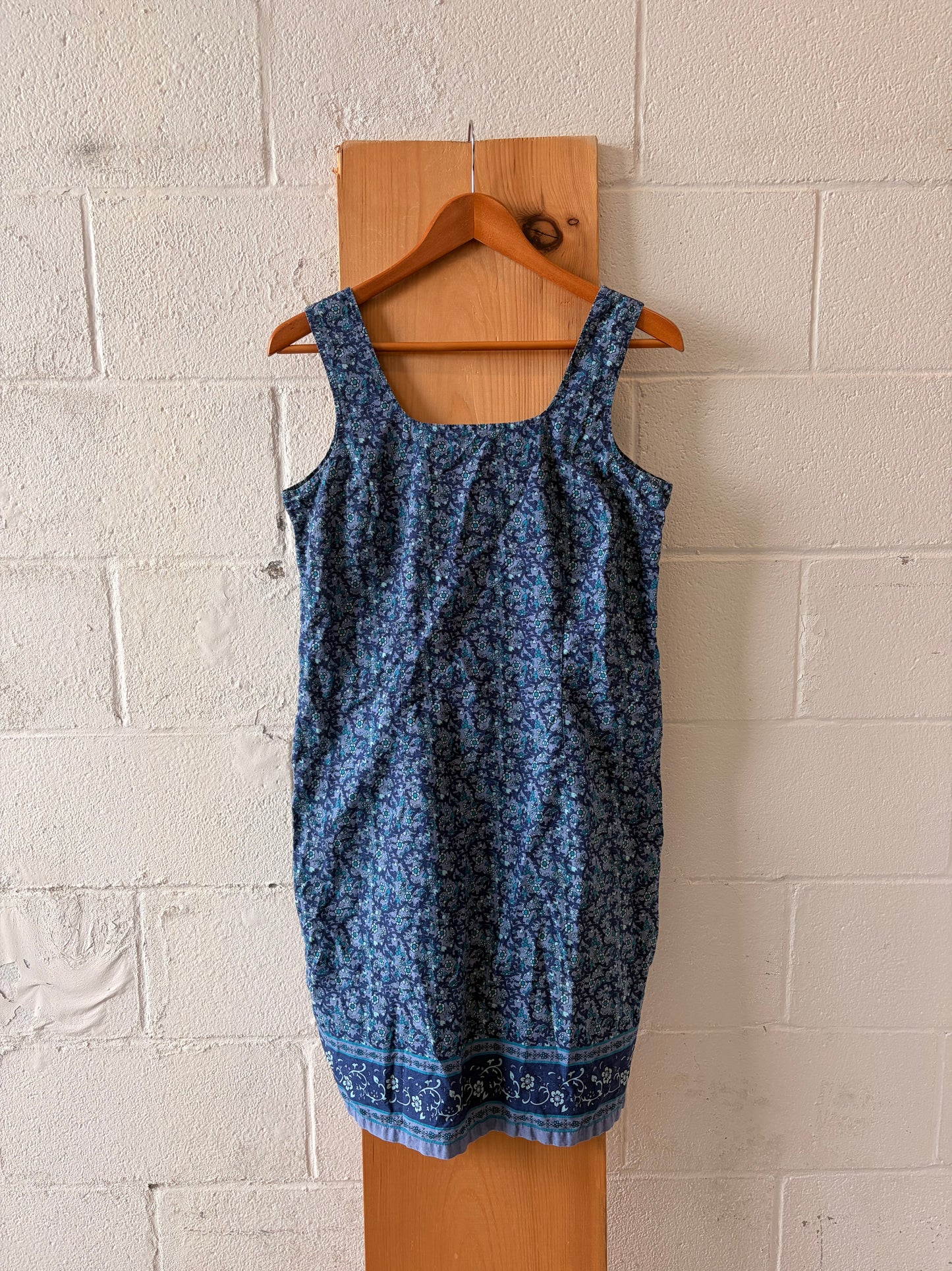 Vtg Blue Floral Dress : M