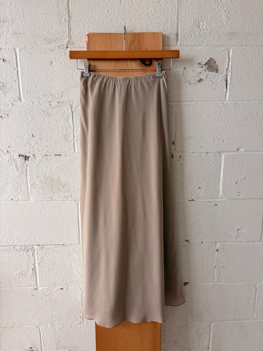 Vtg Beige Maxi Skirt : Petite S