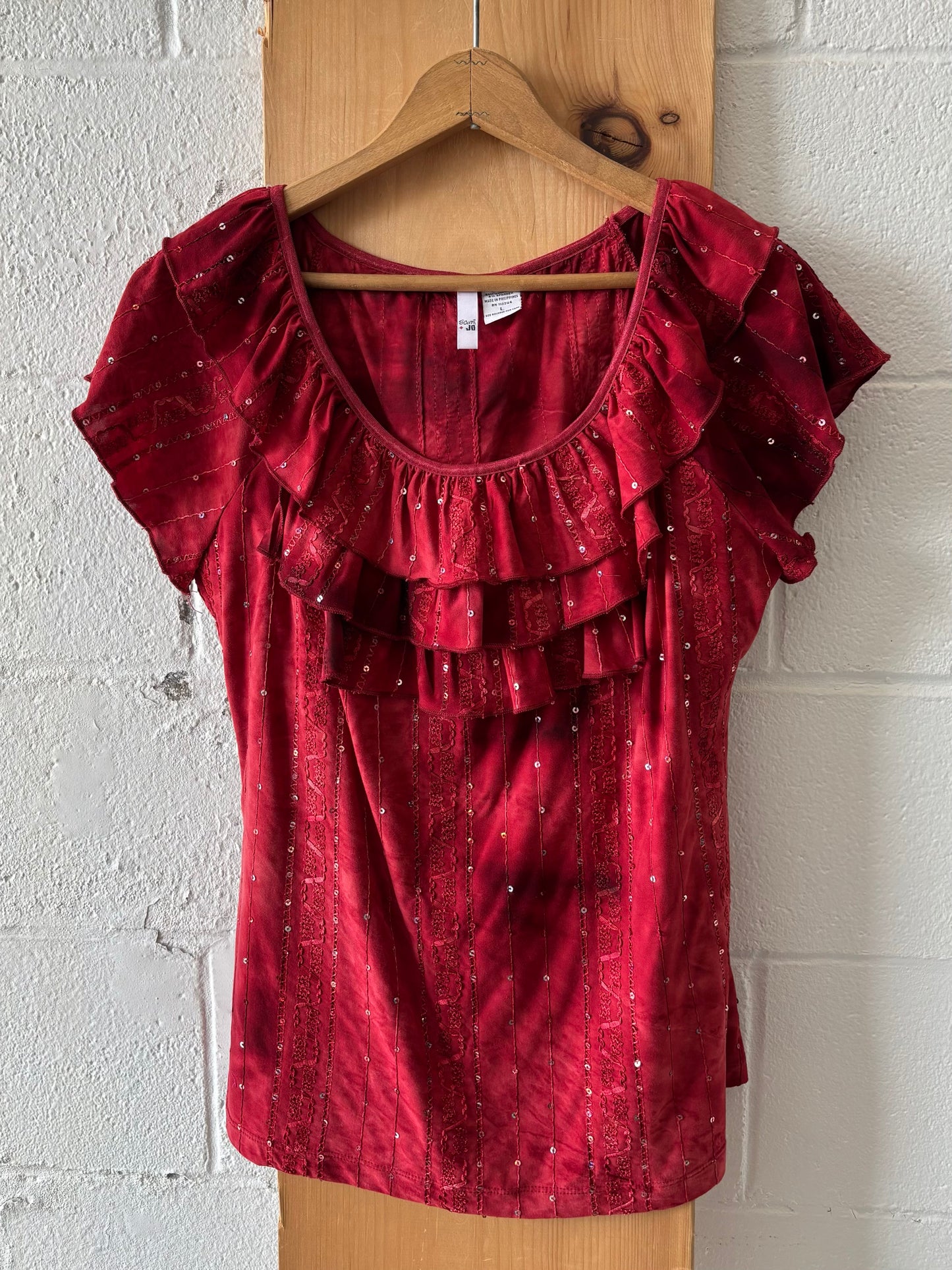Red Ruffle Top : L