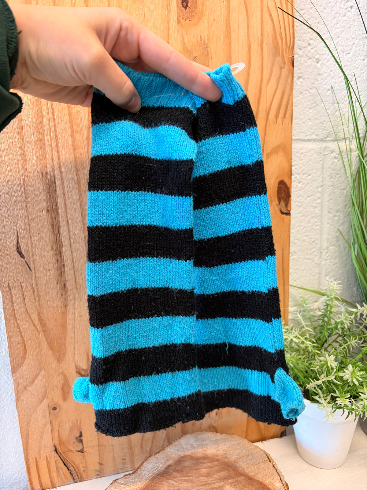 Striped Black & Blue Arm Warmers