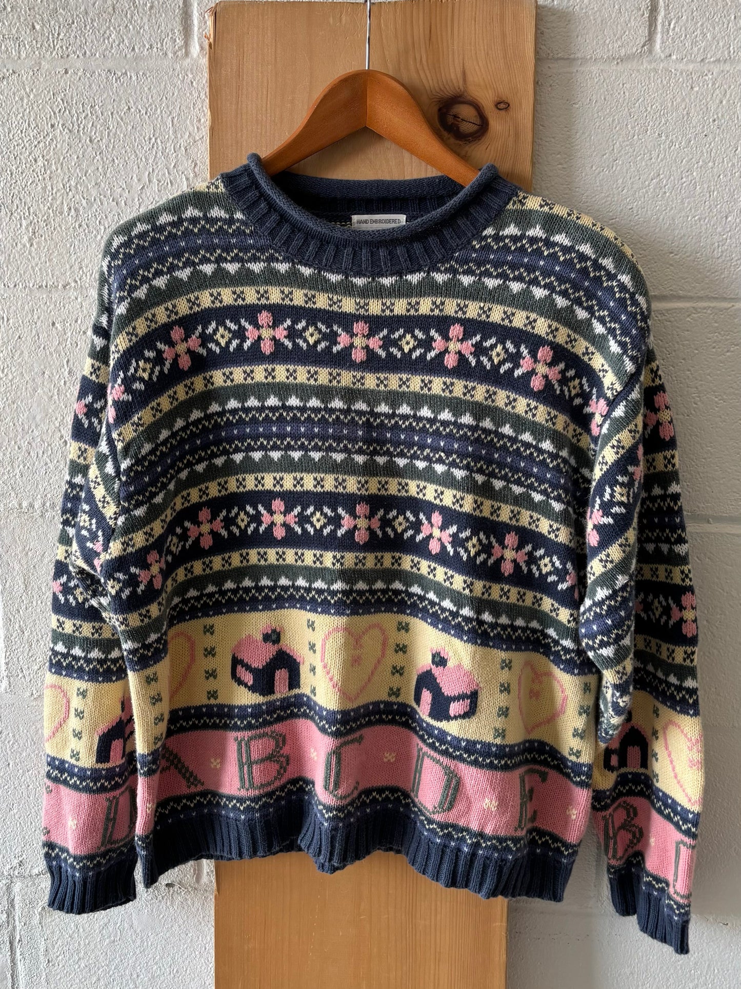Hand Embroidered Patterned Sweater : L