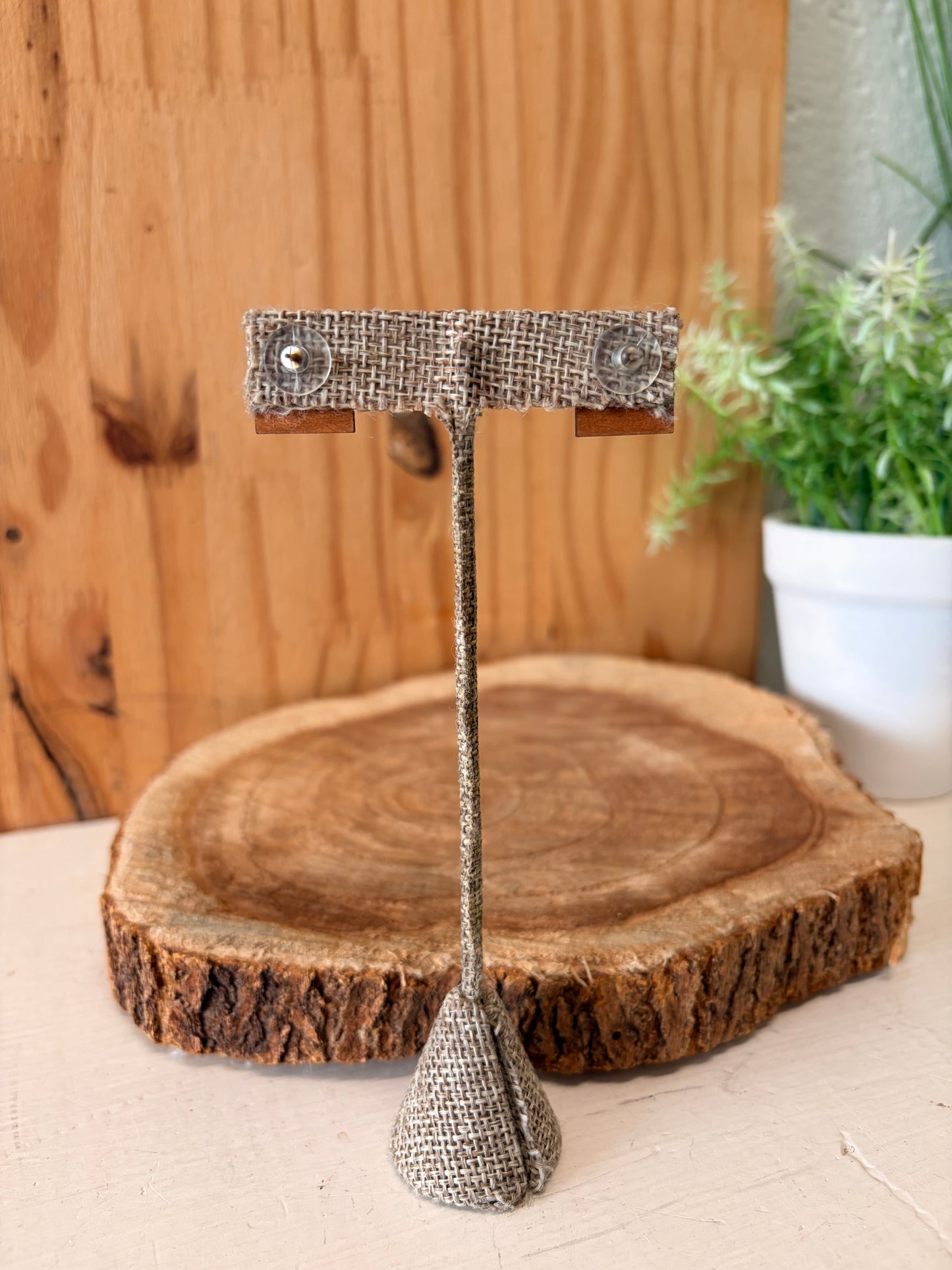 Eye Wooden Tile Earrings