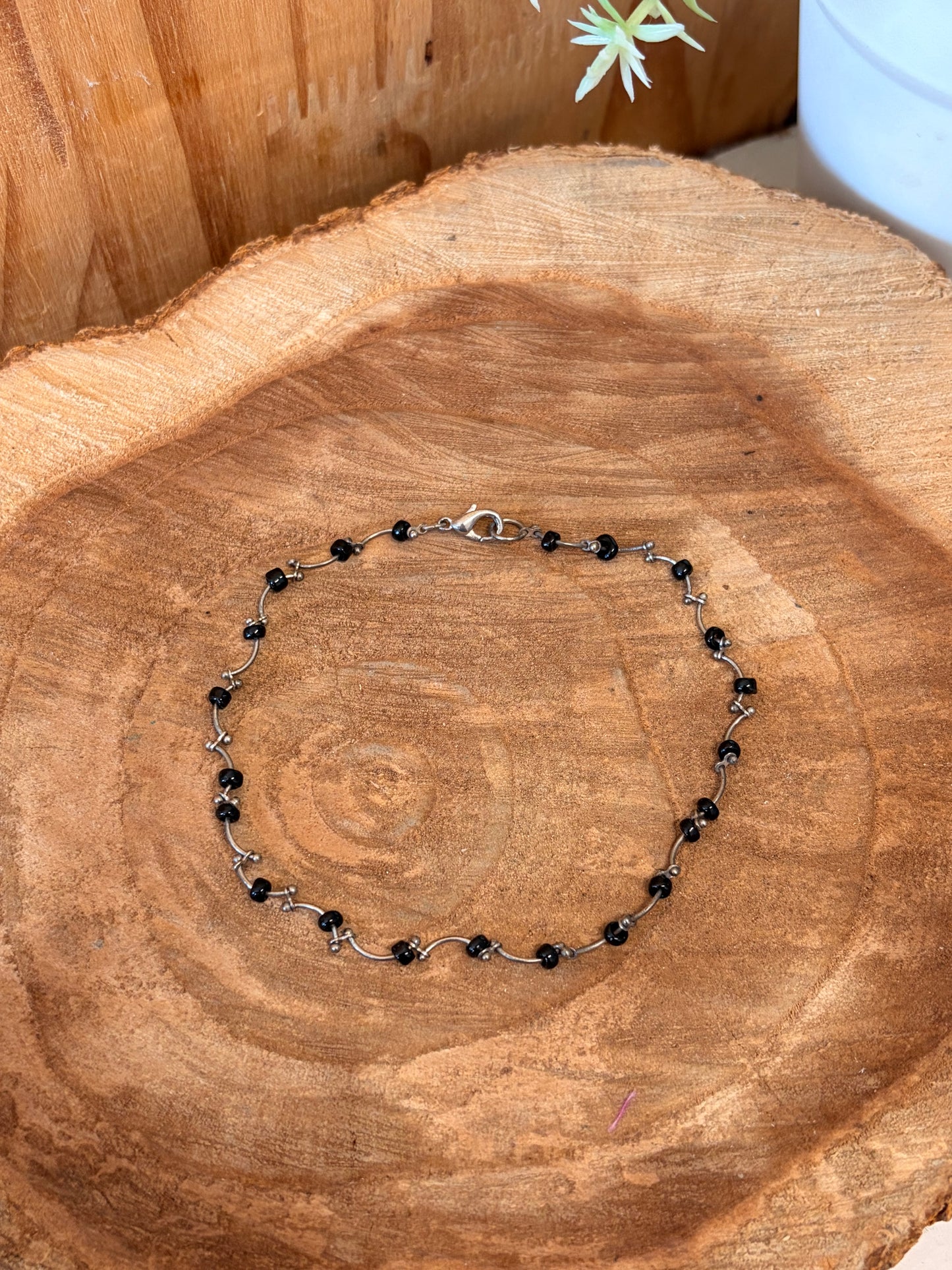 Dainty Black & Silver Tone Bracelet
