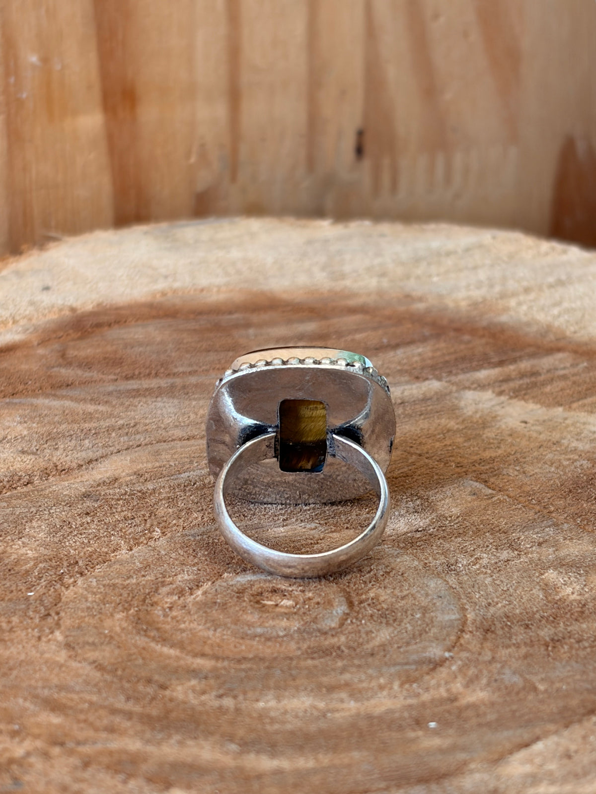 925 Silver Tigers Eye Ring : Size 6
