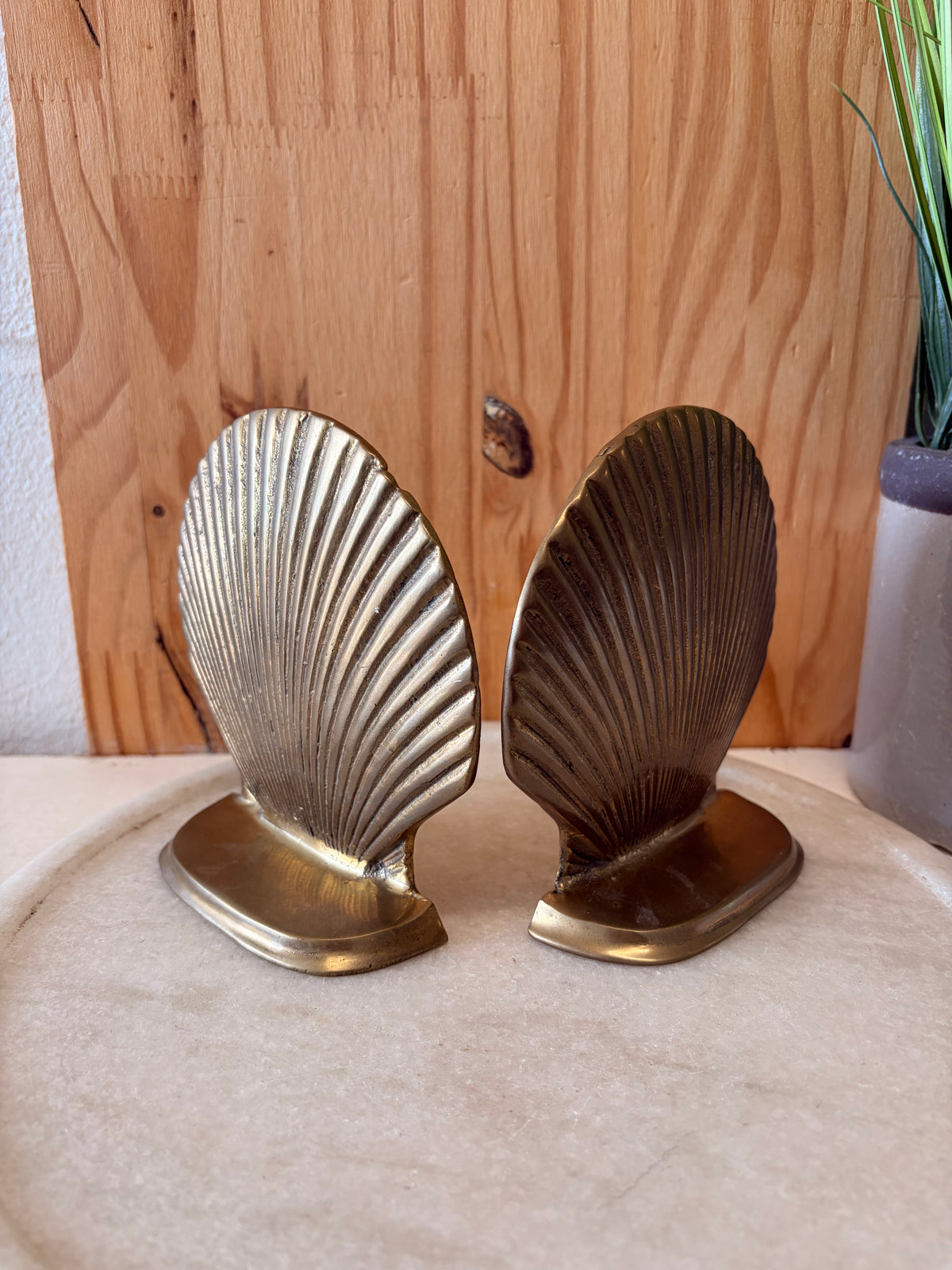 Brass Tone Seashell Book Ends (Local Pick Up Only)