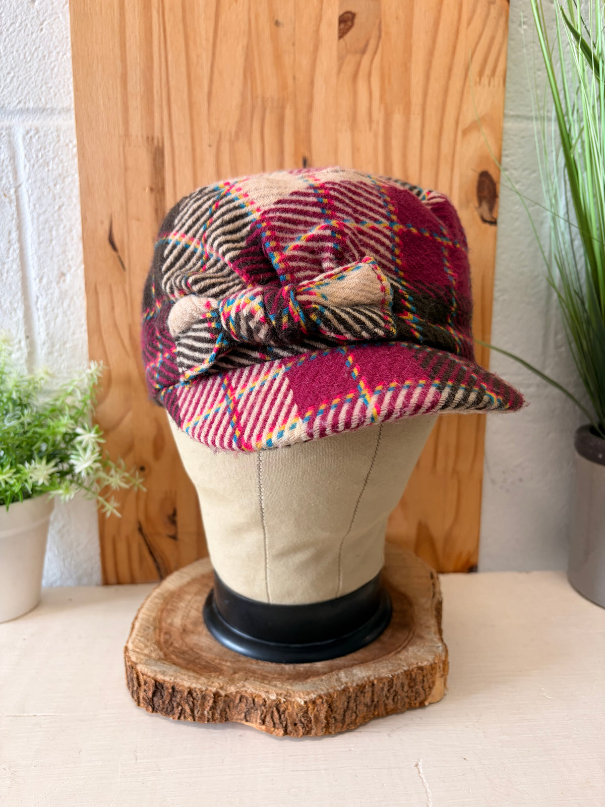 Plaid Purple Bow Cadet Cap