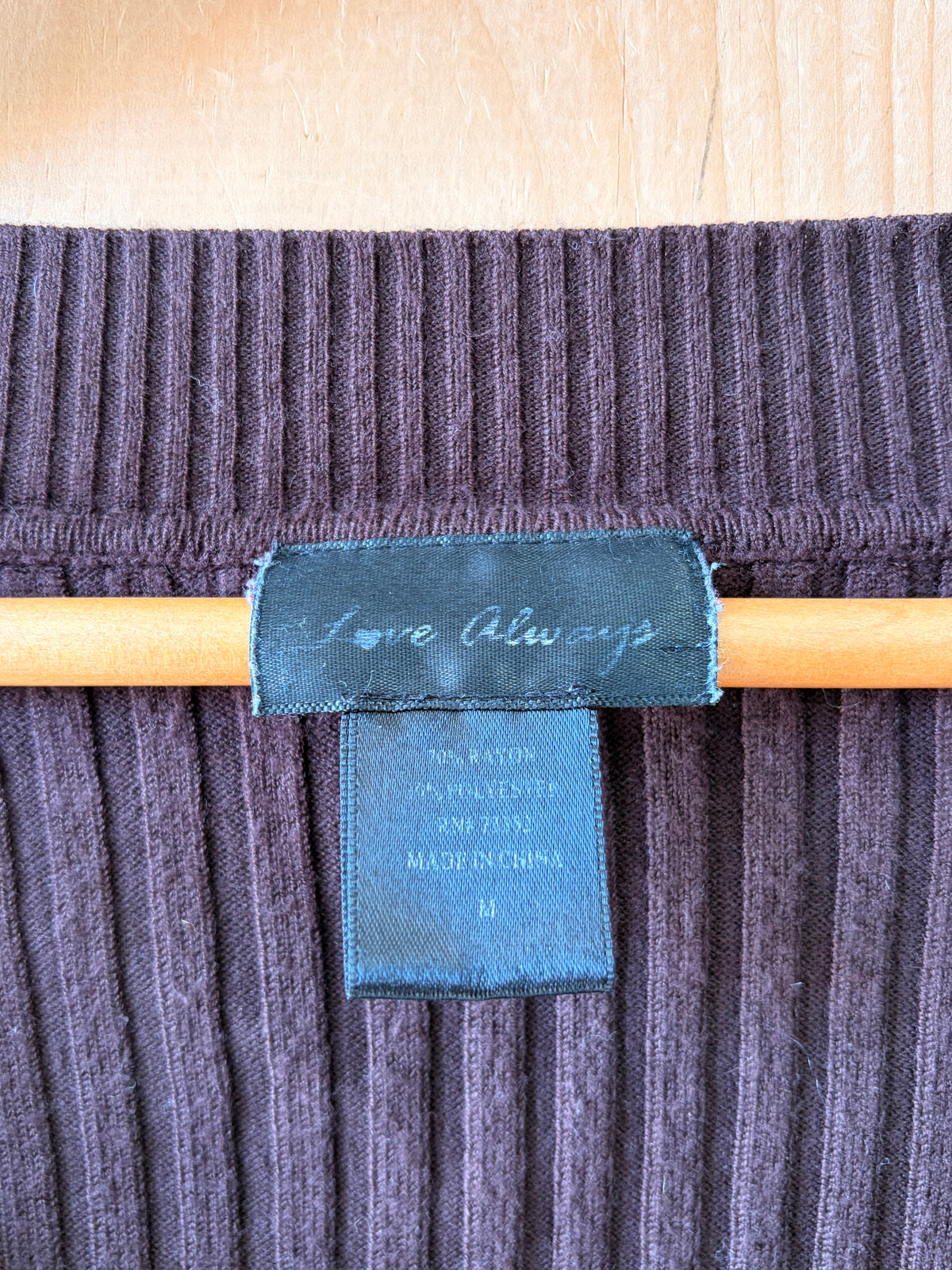Classic Dark Brown Ribbed Long Sleeve : M
