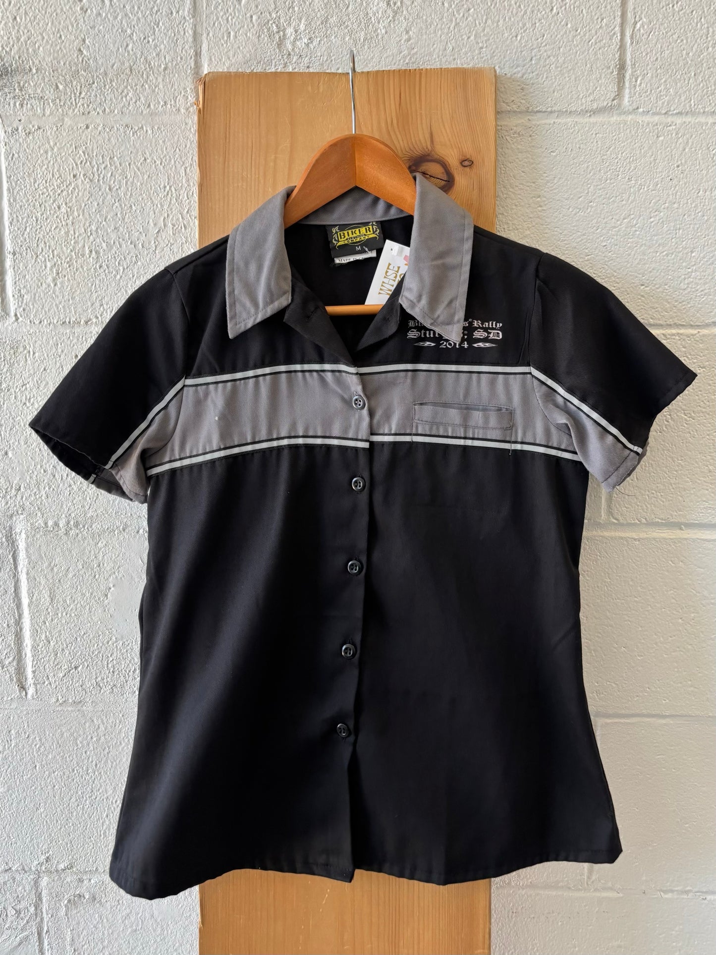 Short Sleeve Biker Button Up : M