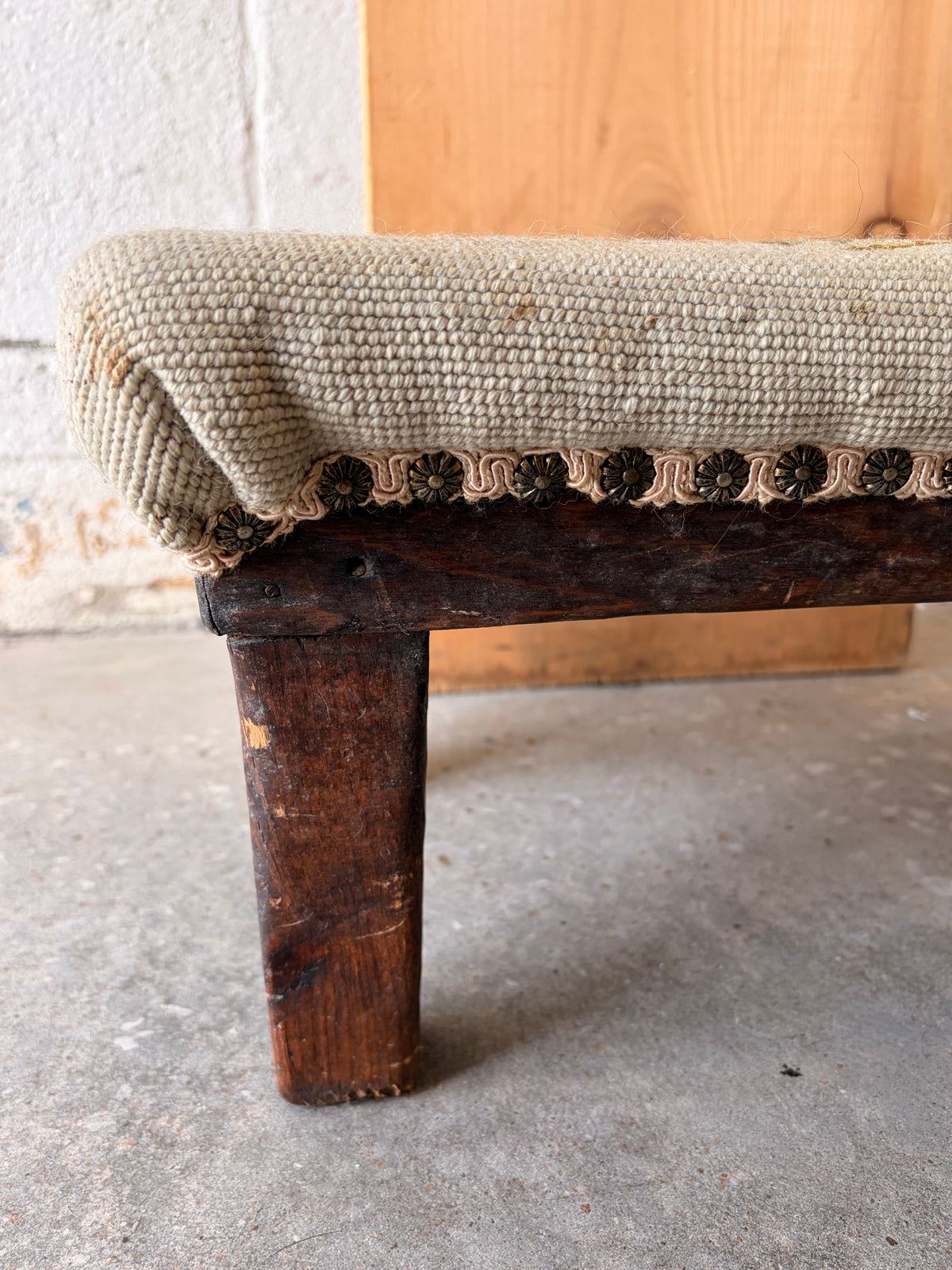Vtg Floral Embroidered Wooden Footstool (Local Pick Up Only - As Is)