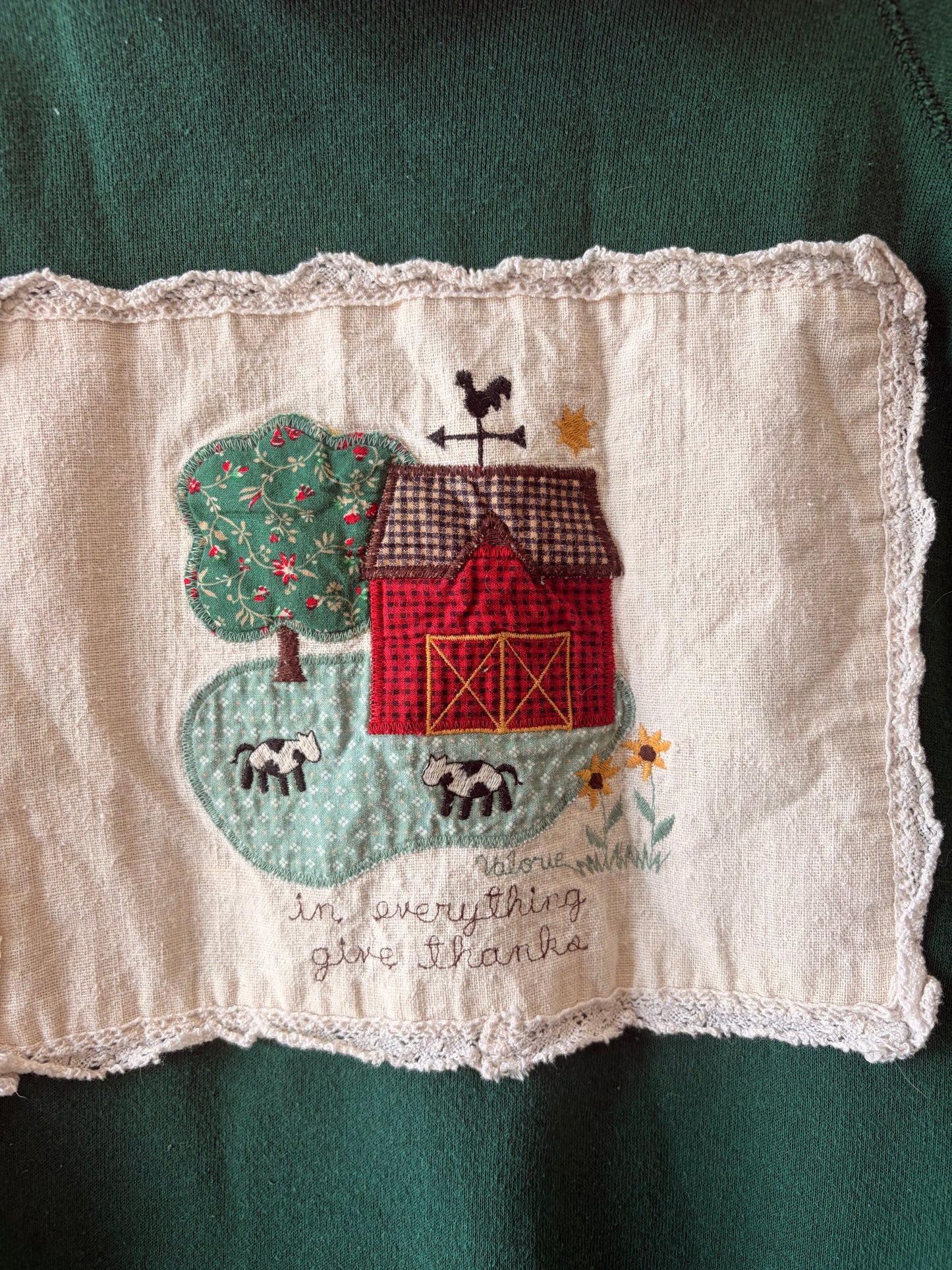 Vtg Green Farm Collared Crew : XL