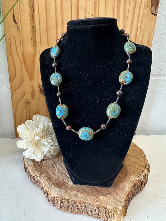 Blue and Green Beaded Necklace