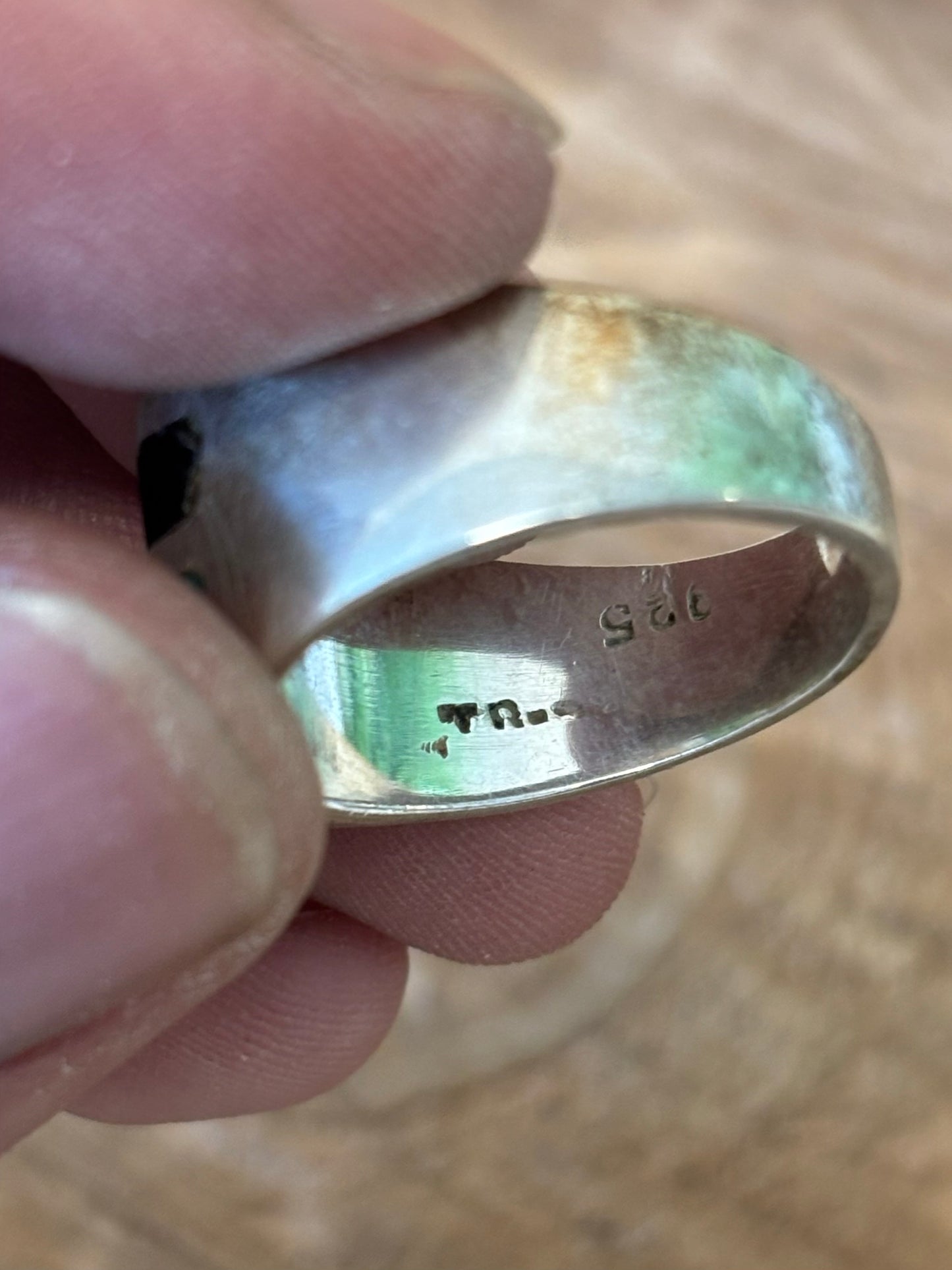 Vtg Mex Sterling Silver Inlay Ring : 8