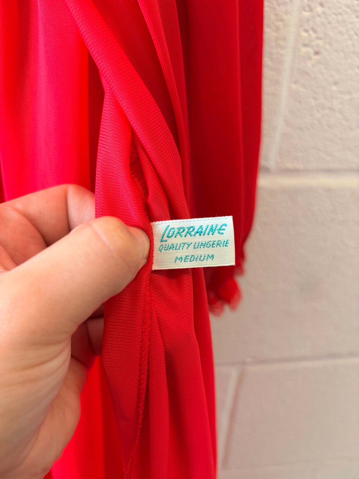 Vtg Lorraine Red Peignoir Robe : M